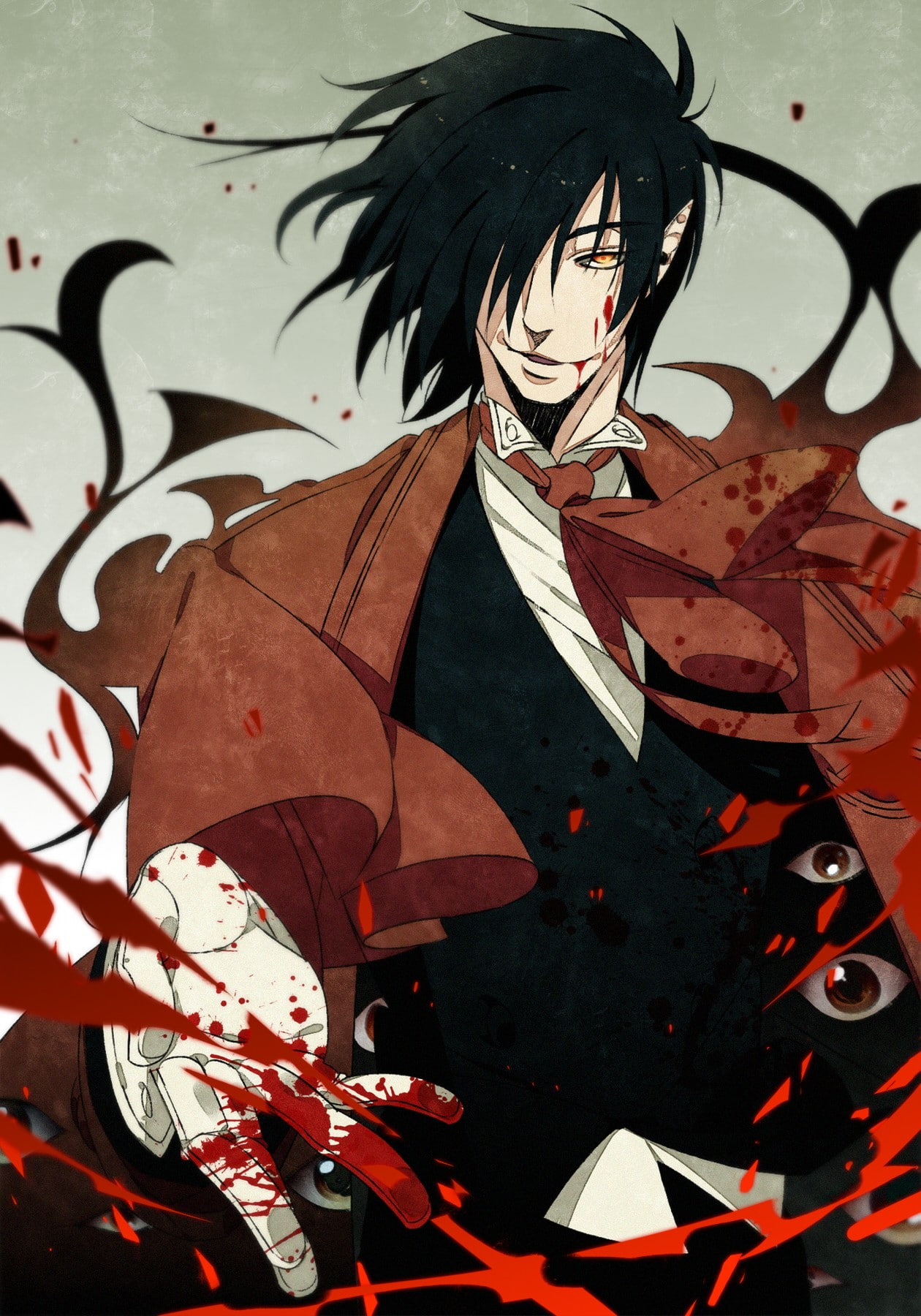 representation, red, costume, creativity, pattern, nature, no people, animal wildlife, day, high angle view, anime, graffiti, celebration, Hellsing, leaf, Phone HD Wallpaper