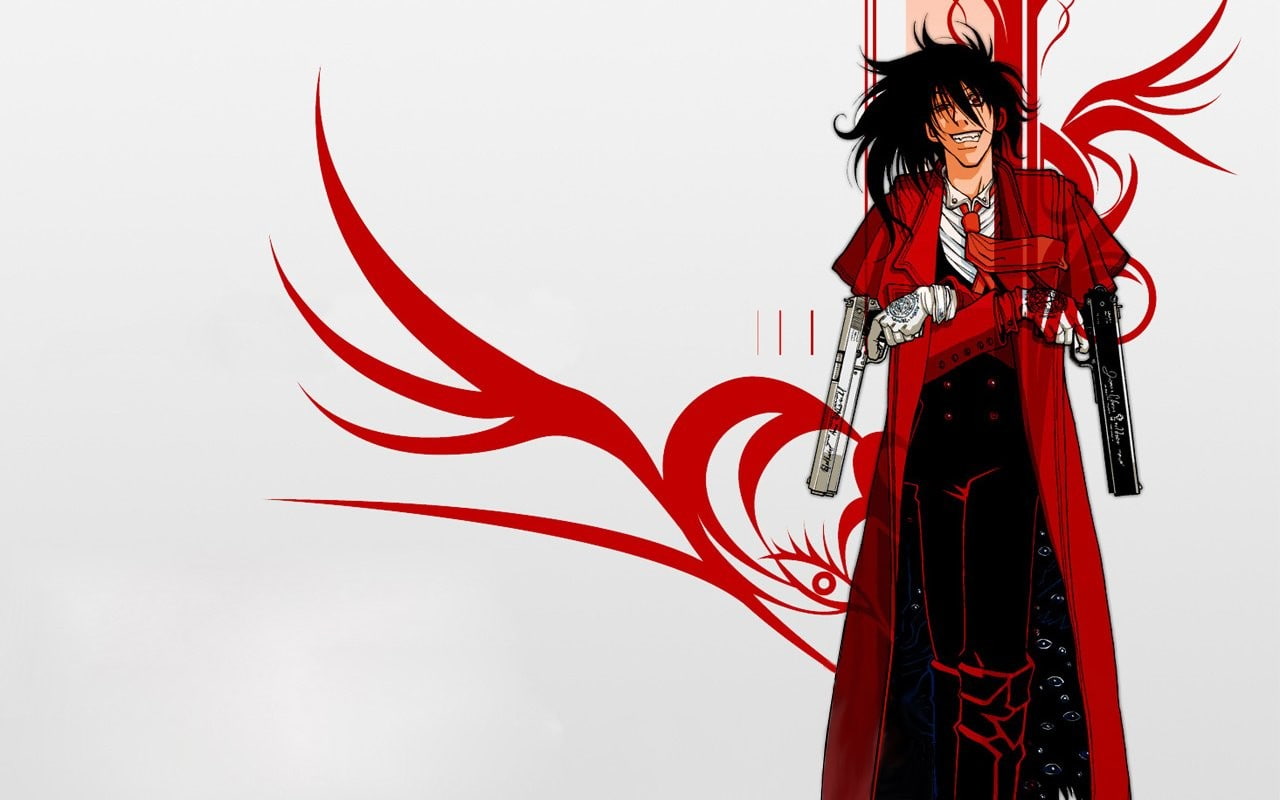 red, three quarter length, indoors, 720P, front view, text, looking at camera, women, young women, one person, beautiful woman, lifestyles, Hellsing, studio shot, HD Wallpaper