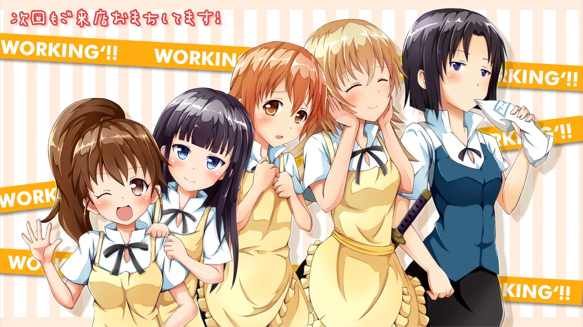 group of people, casual clothing, 1080P, female likeness, text, child, anime girls, childhood, human representation, Yamada Aoi, Taneshima Popura , boys, HD Wallpaper