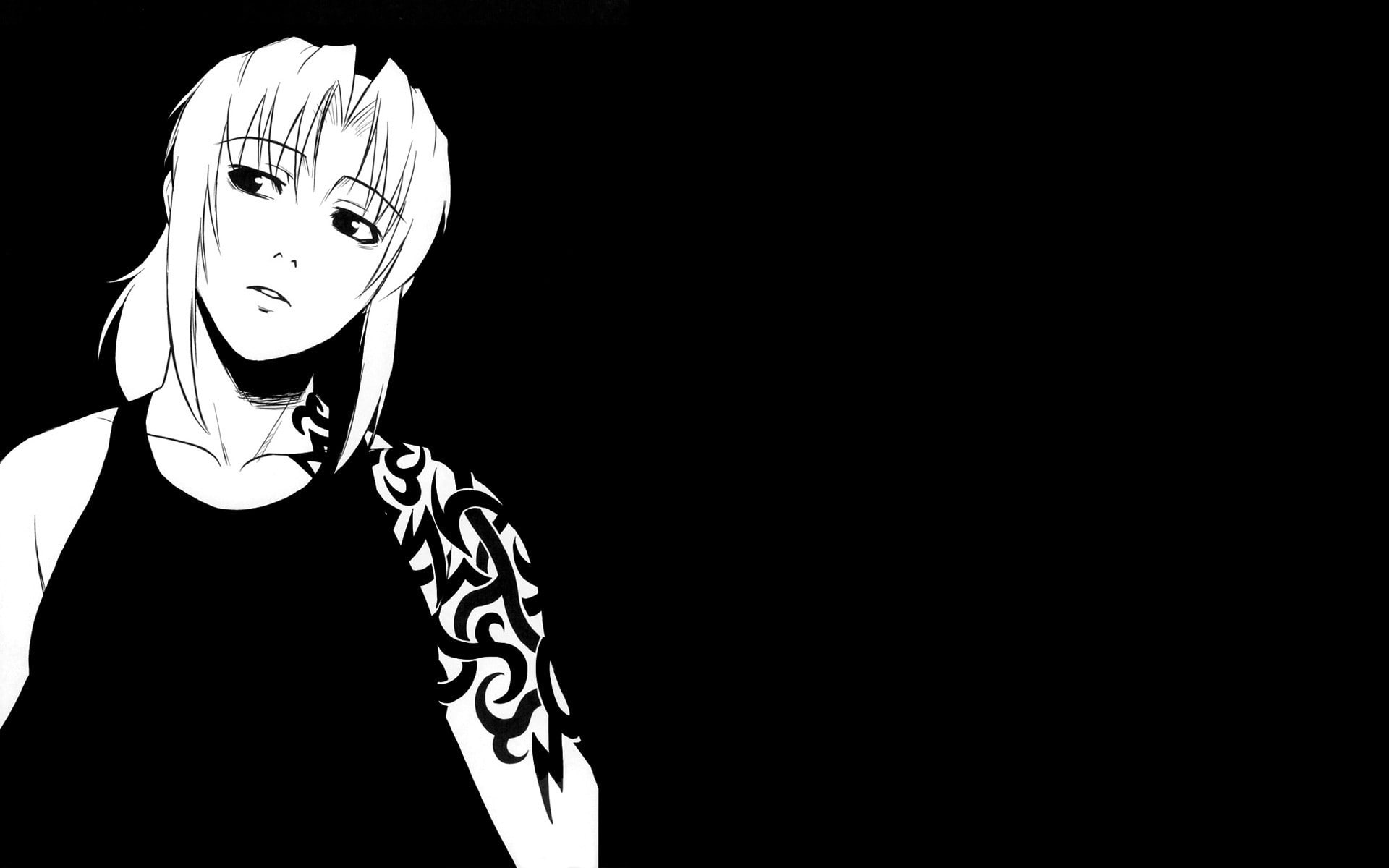 representation, standing, pattern, black lagoon revy, adult, lifestyles, women, black background, headshot, young women, looking at camera, cut out, one person, HD Wallpaper