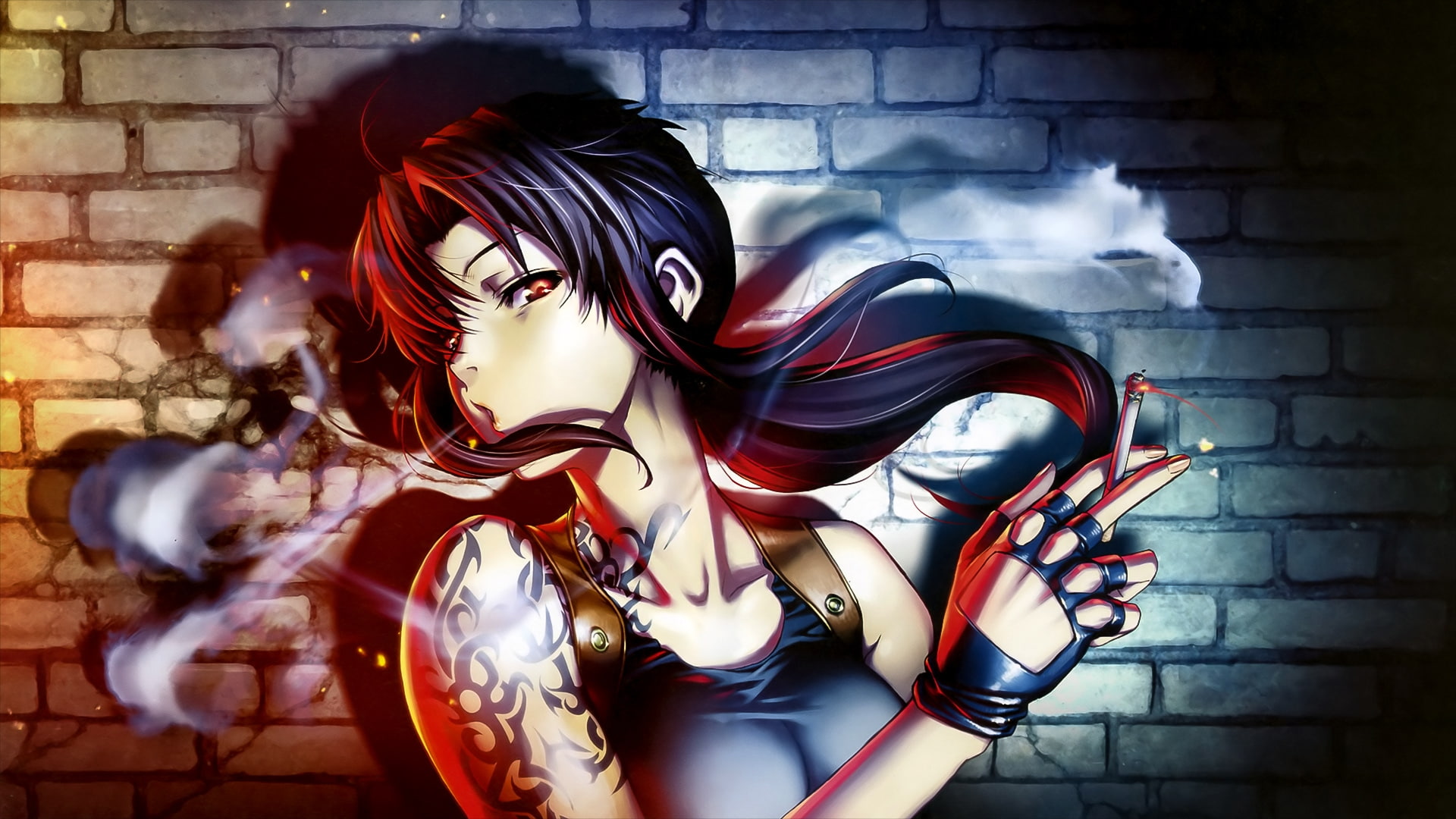 illuminated, brick wall, human representation, architecture, wall - building feature, motion, female likeness, blurred motion, lifestyles, pattern, black lagoon, HD Wallpaper