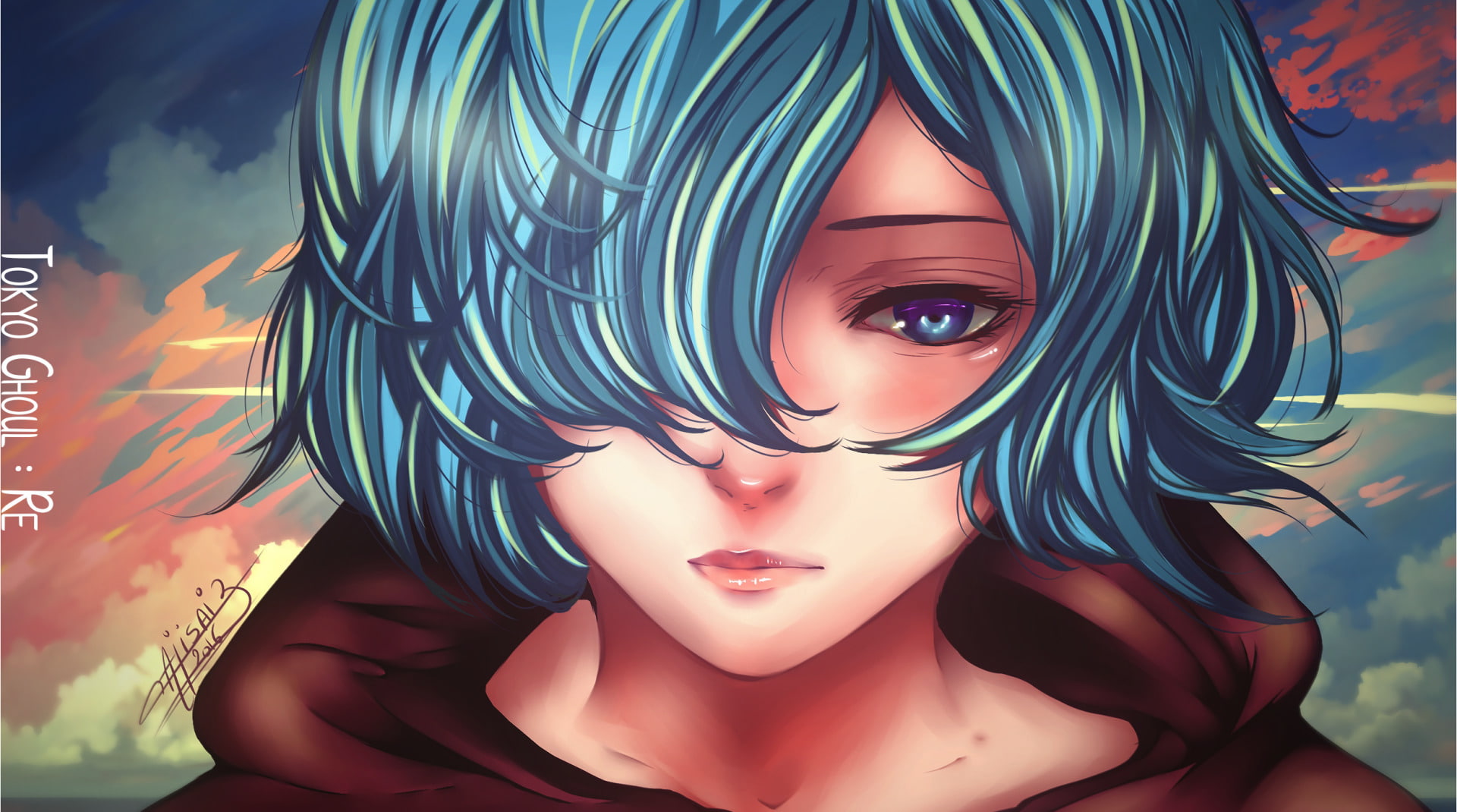 Blue Hair, 1080P, Anime, Touka Kirishima, Short Hair, Blue Eyes, Girl, Tokyo Ghoul:re, HD Wallpaper