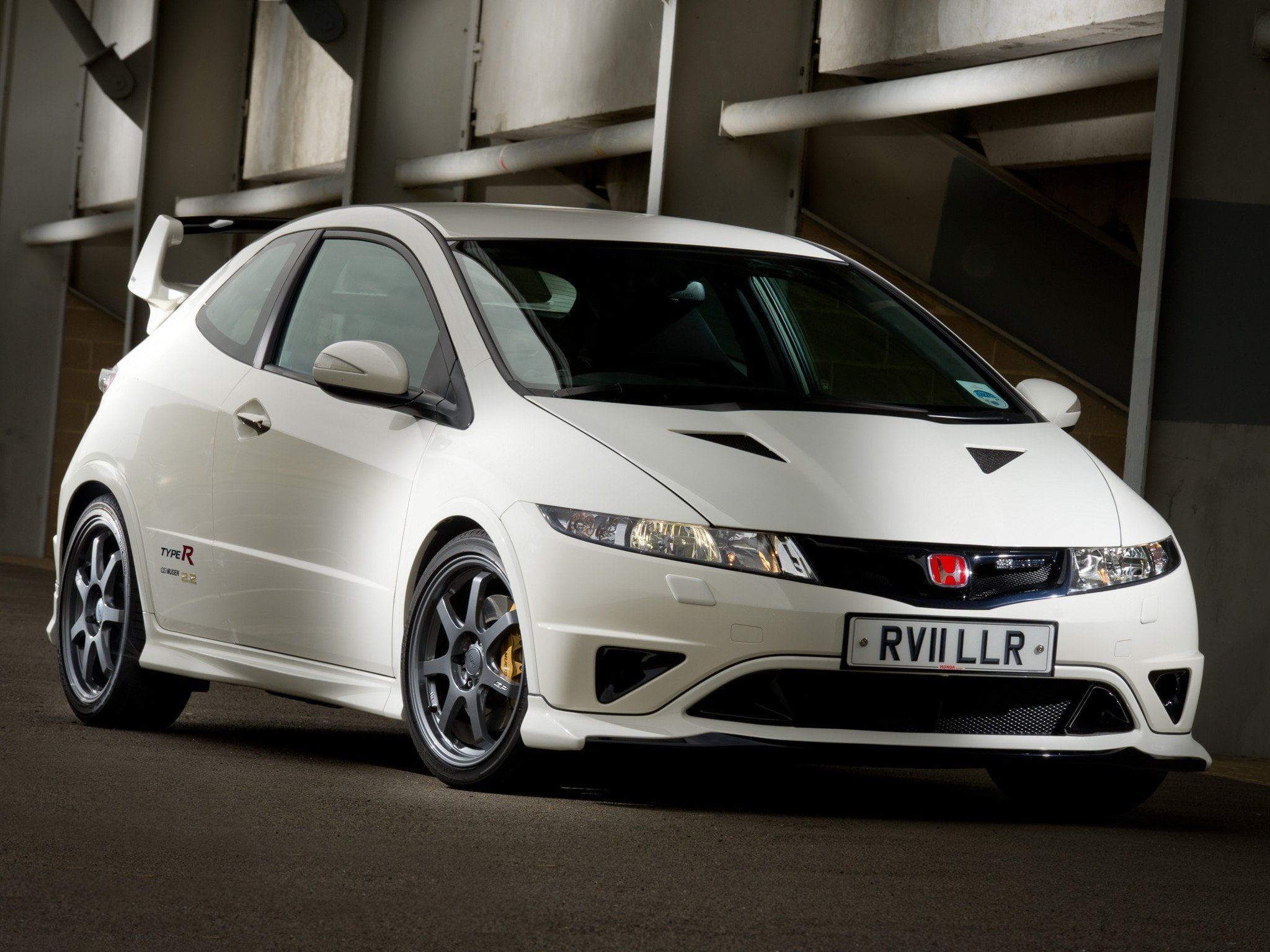 mugen, day, 1080P, parking lot, silver colored, honda, stationary, parking, no people, street, architecture, outdoors, civic, 2011, land vehicle, road, HD Wallpaper