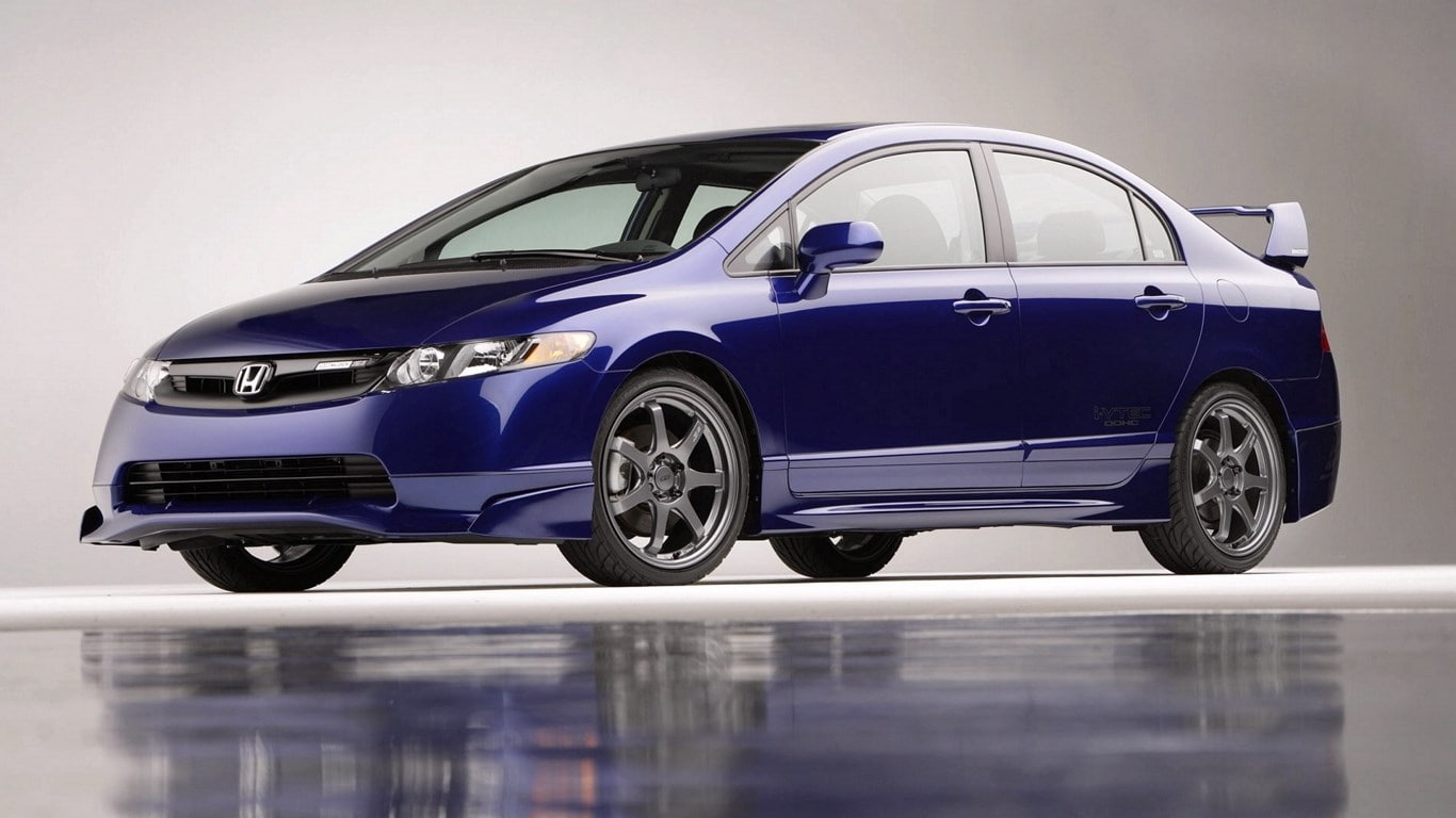 motor vehicle, shiny, sports car, side view, studio shot, chrome, indoors, mode of transportation, land vehicle, fuel and power generation, honda civic si mugen, HD Wallpaper