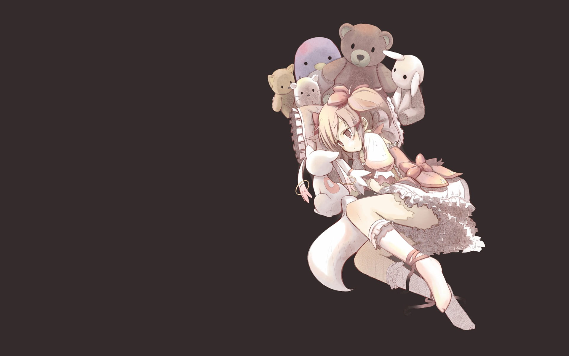 figurine, 1080P, still life, white color, creativity, copy space, art and craft, character, no people, brown, anime, studio shot, Kaname Madoka, simple background, HD Wallpaper