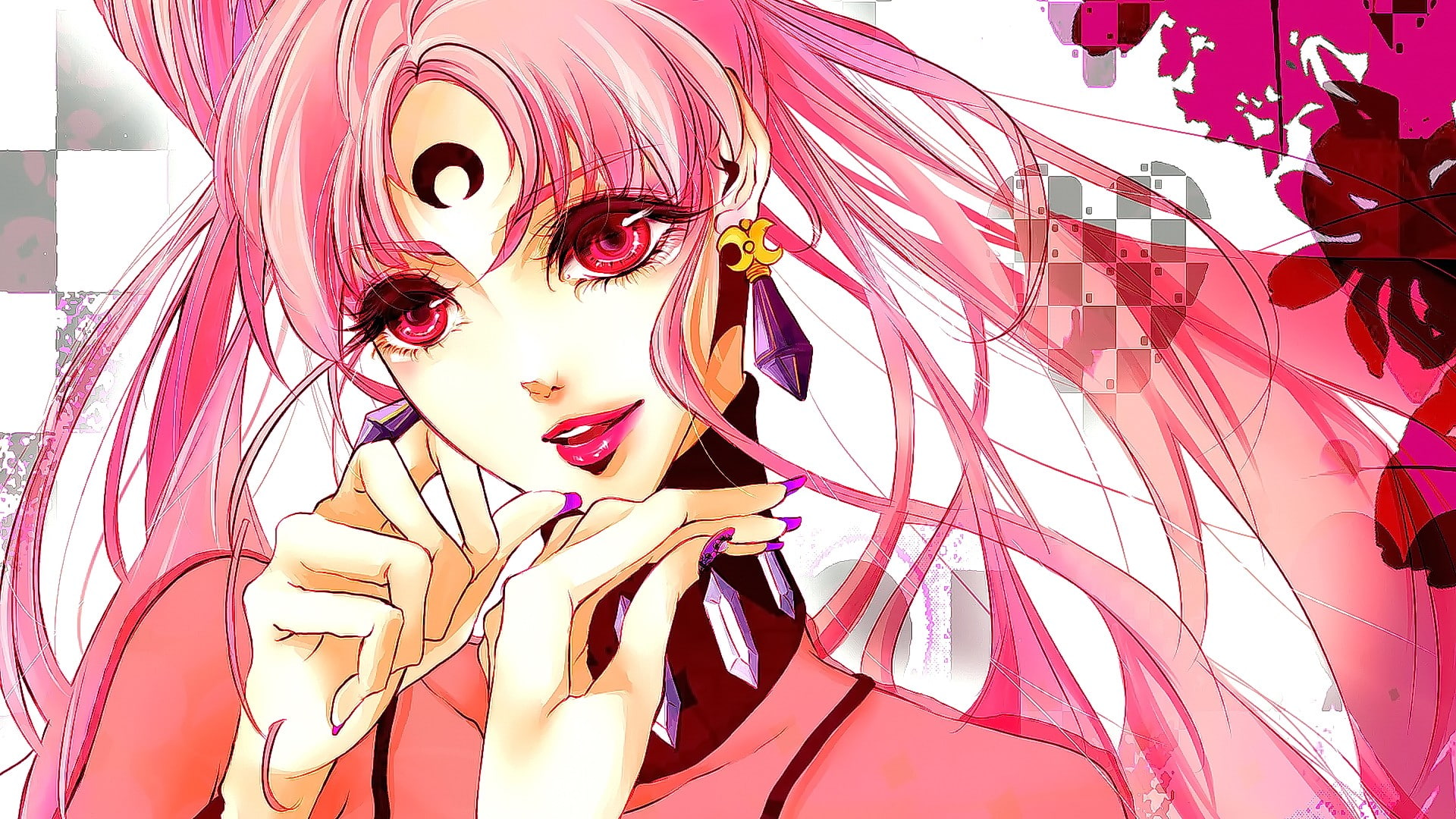 pink hair, Chibi-Usagi, Sailor Moon, looking at viewer, Black Lady, anime girls, anime, long hair, 1080P, HD Wallpaper