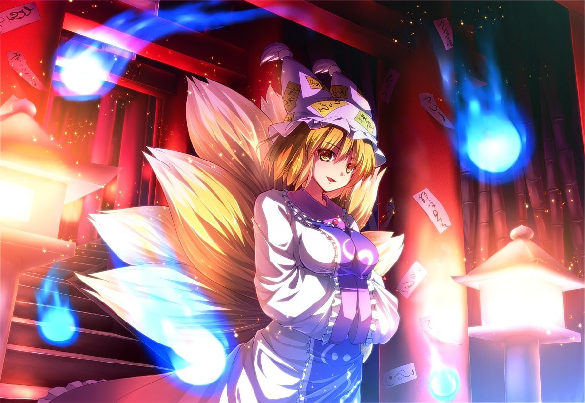 anime, x, Touhou, hot, red, animal, eyes, ears, hd, rinids, tail, art, 480P, kaenbyou, HD Wallpaper