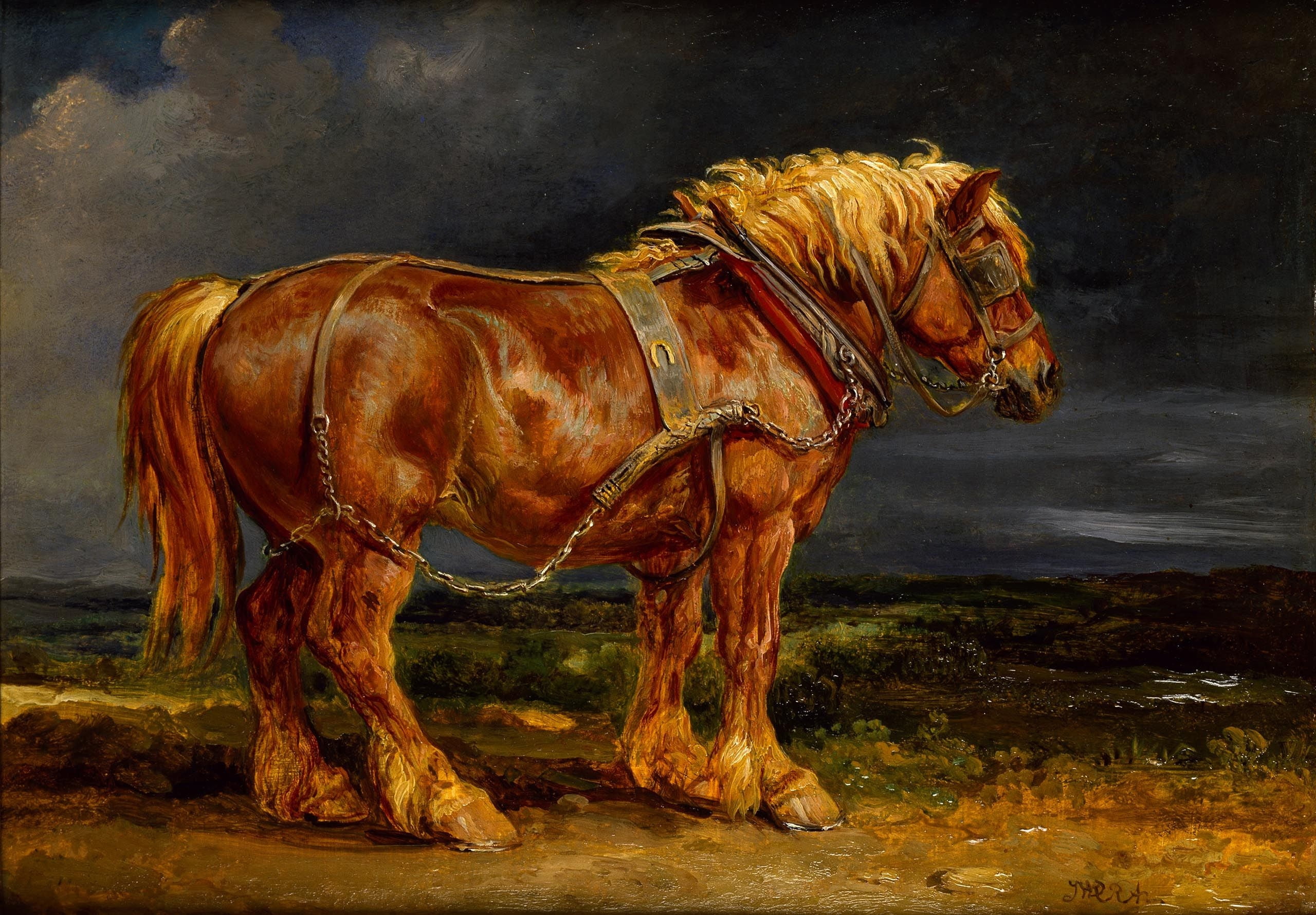 standing, brown, painting, animal wildlife, full length, one animal, domestic animals, day, no People, chestnut, mammal, animal themes, clouds, livestock, HD Wallpaper