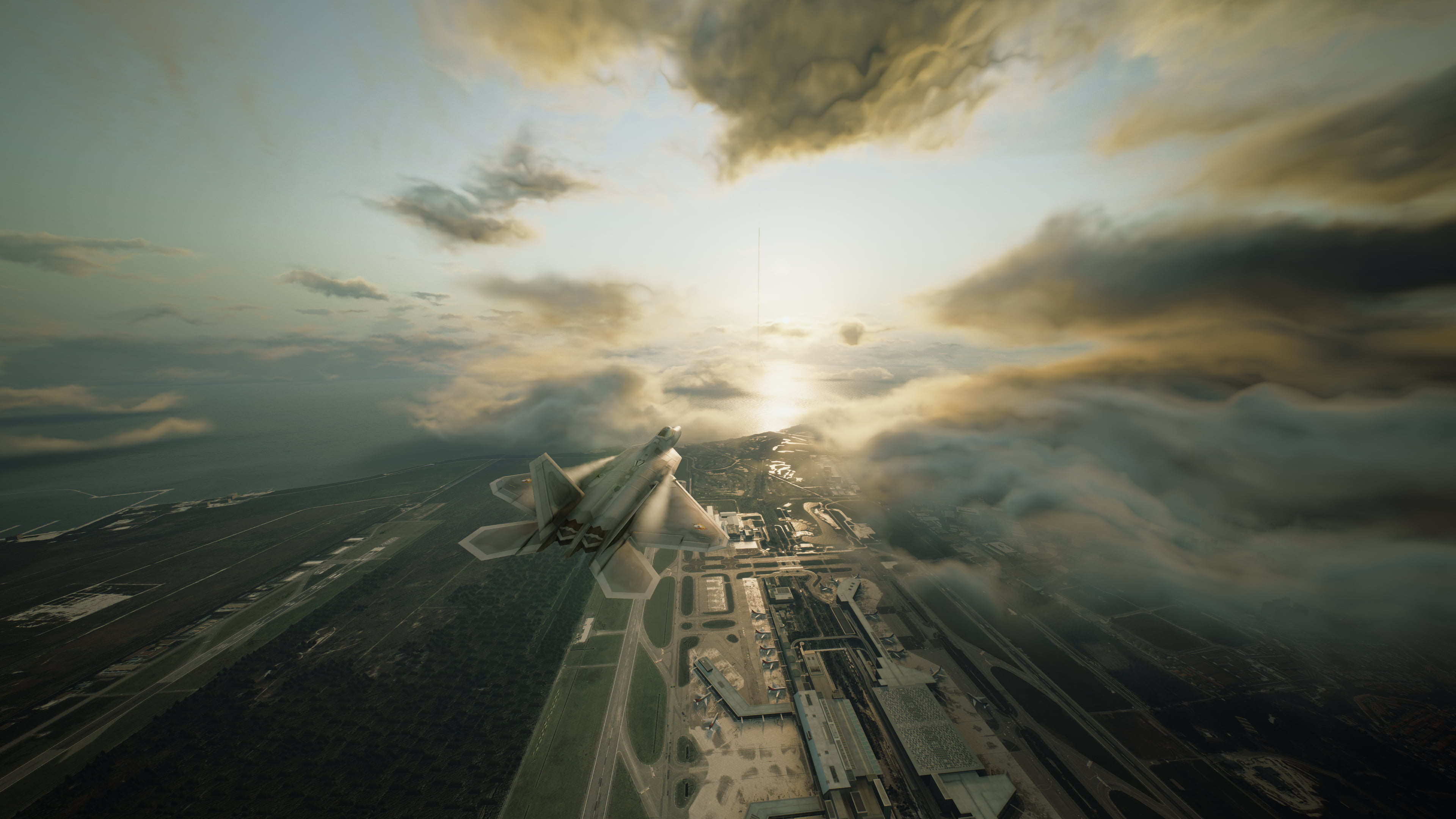 4K, F-22 Raptor, Ace Combat 7, military aircraft, HD Wallpaper