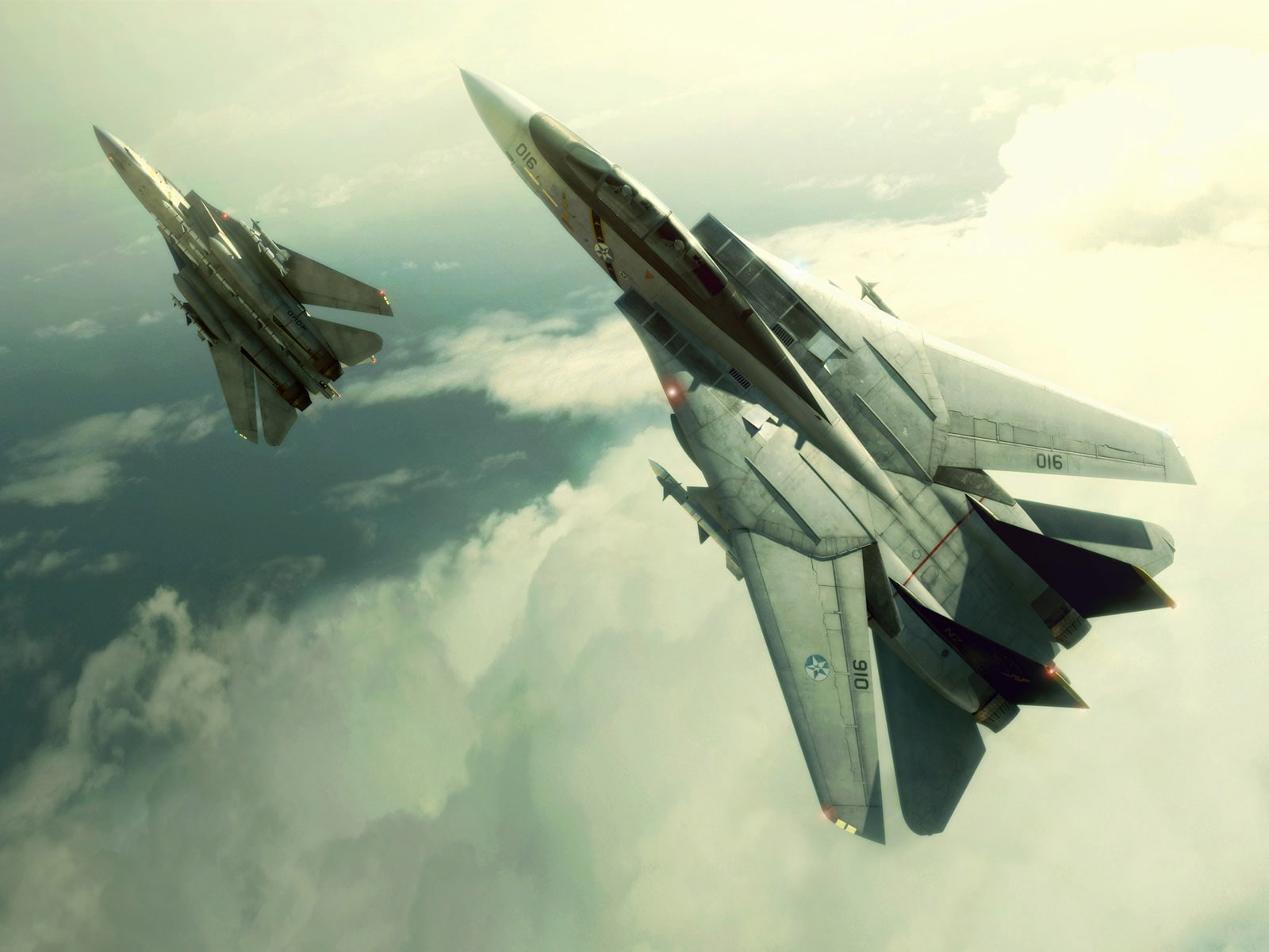 military aircraft, 720P, aircraft, clouds, video games, Ace Combat, Grumman F-14 Tomcat, HD Wallpaper