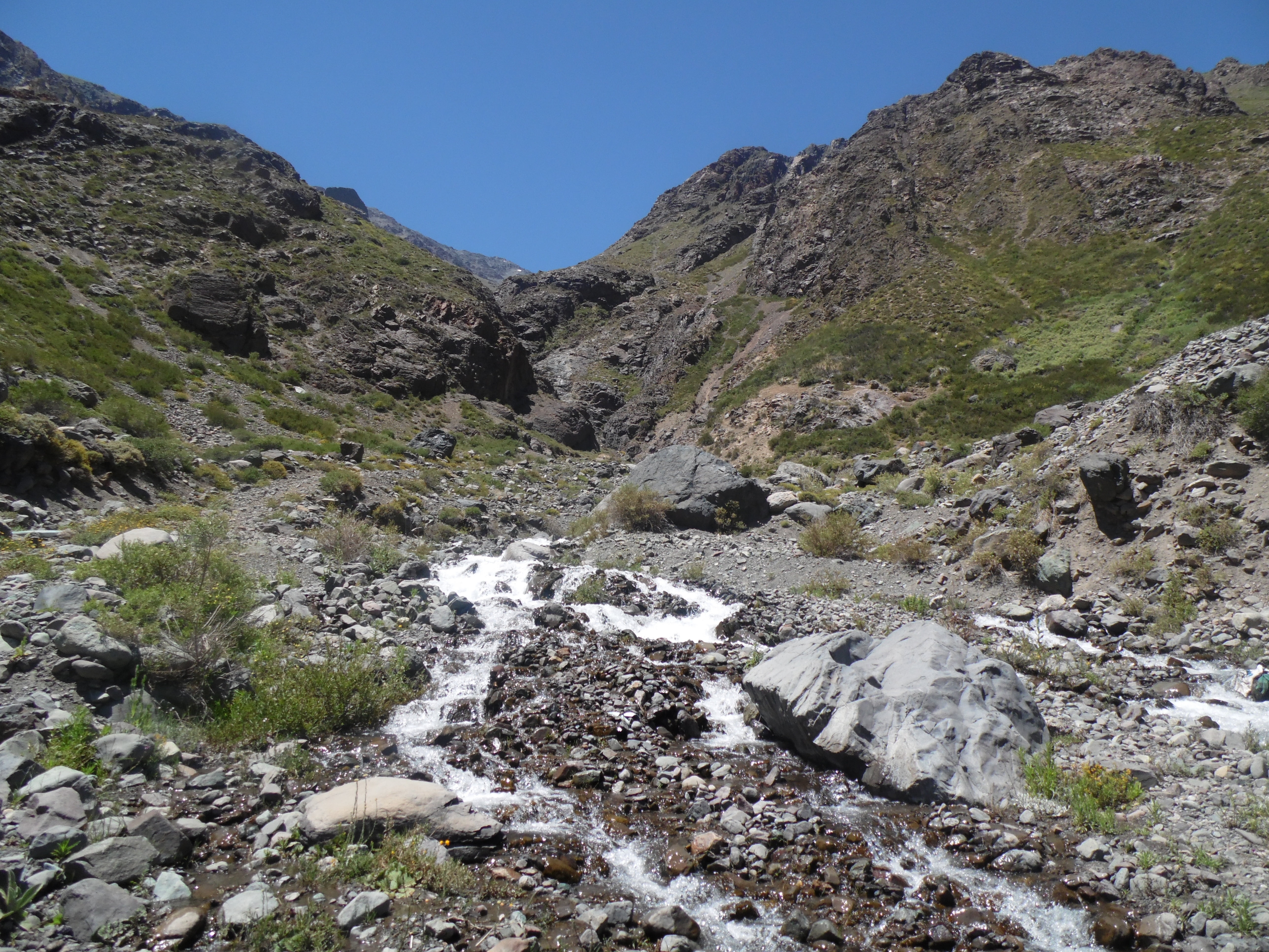 formation, chile, maipo, no people, mountain, landscape, day, mountain peak, mountain range, rock, land, flowing water, clear sky, idyllic, tranquil scene, HD Wallpaper
