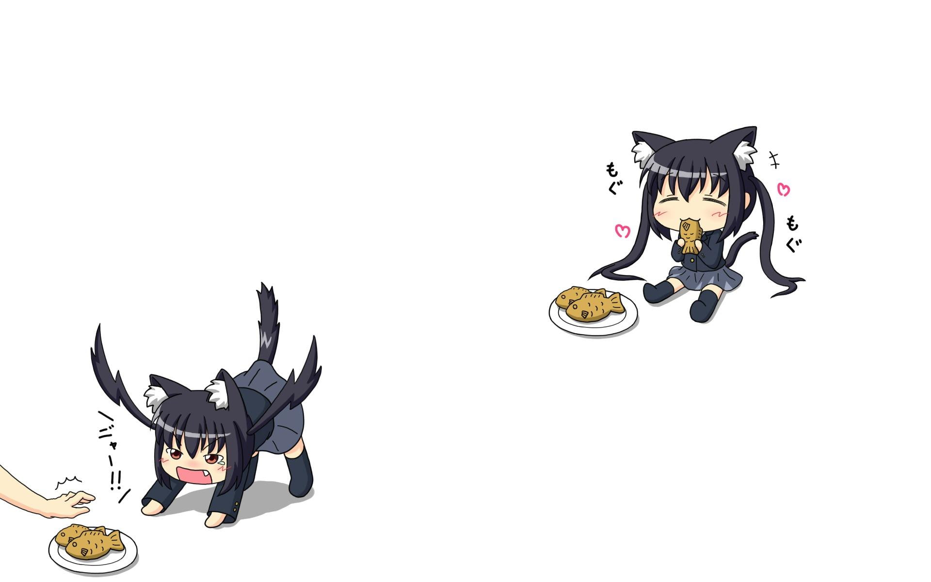 neko, o akiyama, mio, 1080P, animals, anime, akiyama, k-on, HD Wallpaper