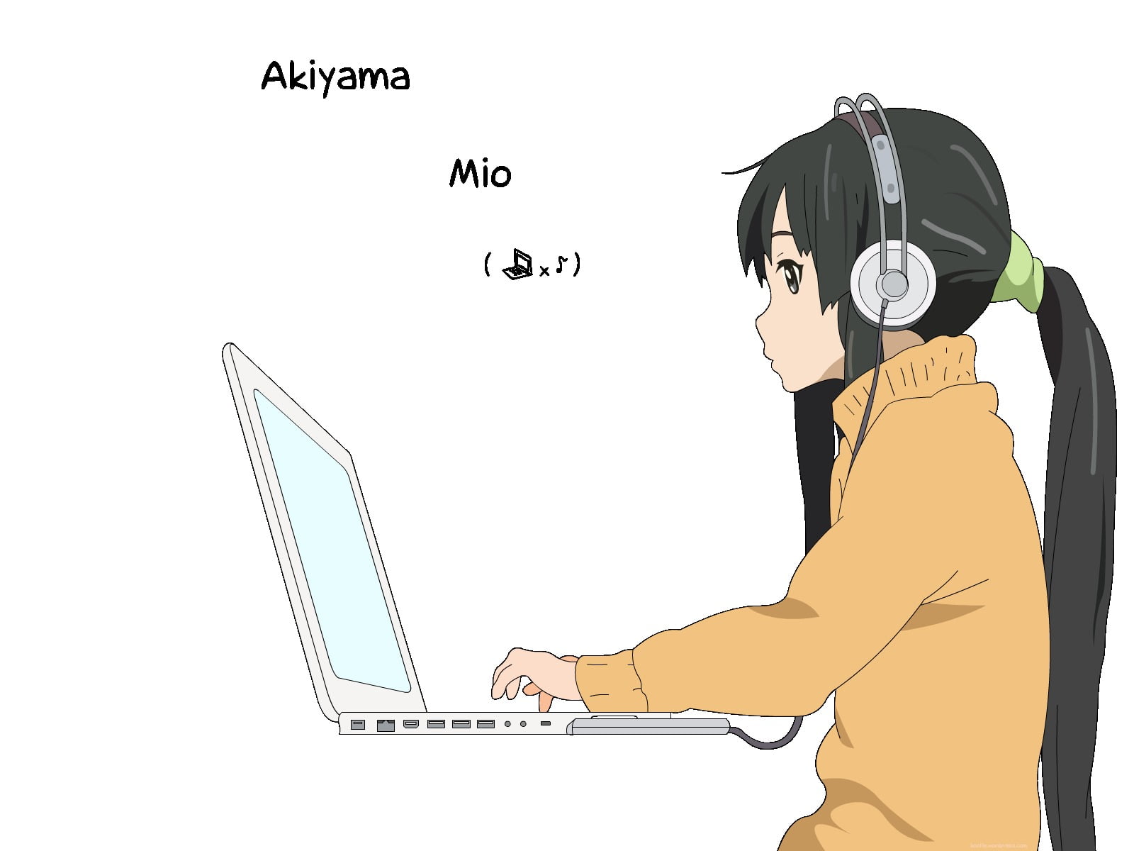 720P, one person, anime girls, adult, K-ON!, music, real people, occupation, anime, laptop, listening, wireless technology, computer, standing, using laptop, HD Wallpaper