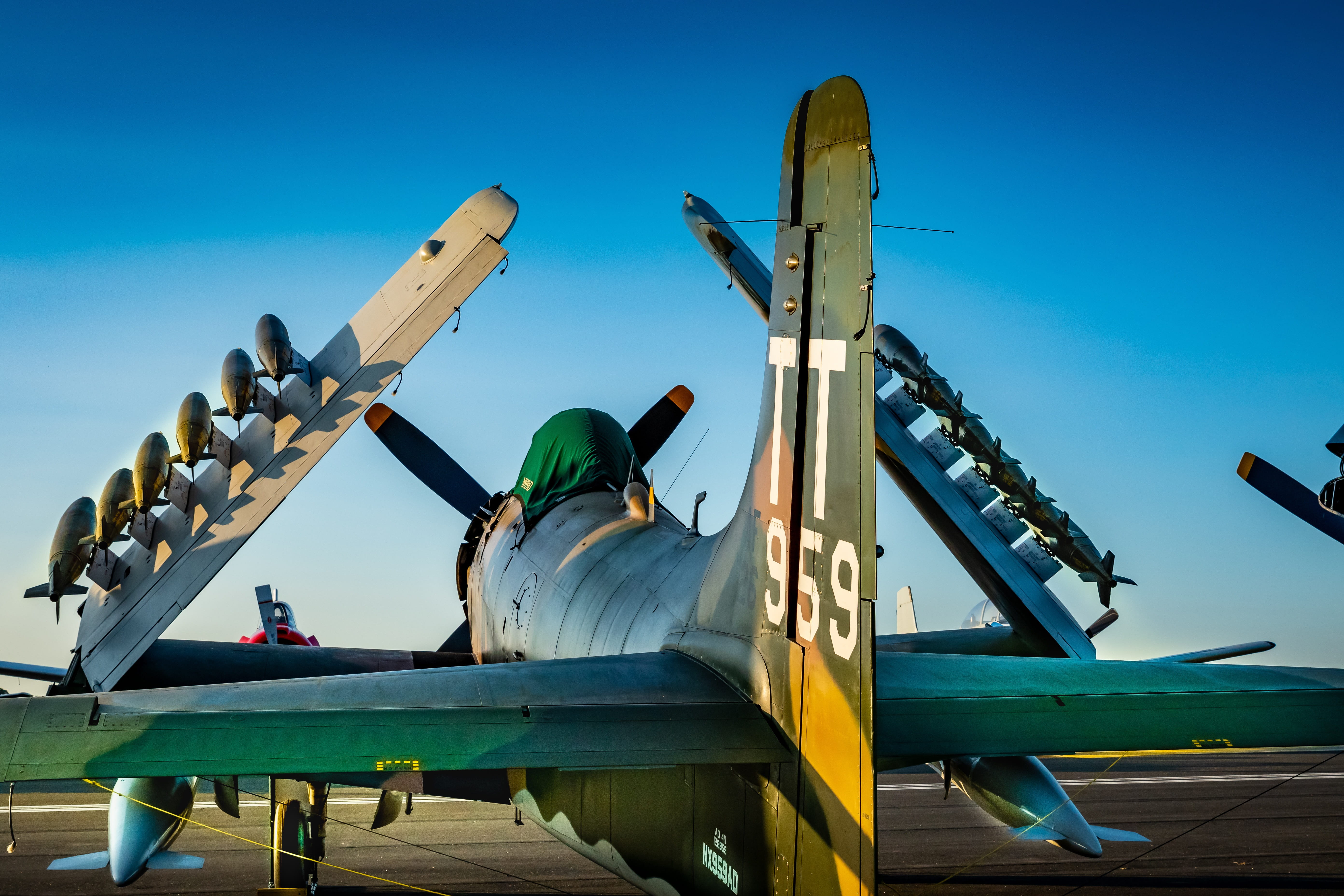 day, bombs, statue, low angle view, sky, sunlight, aircraft, creativity, blue, built structure, aviation, architecture, no people, vintage, fighter, human representation, HD Wallpaper