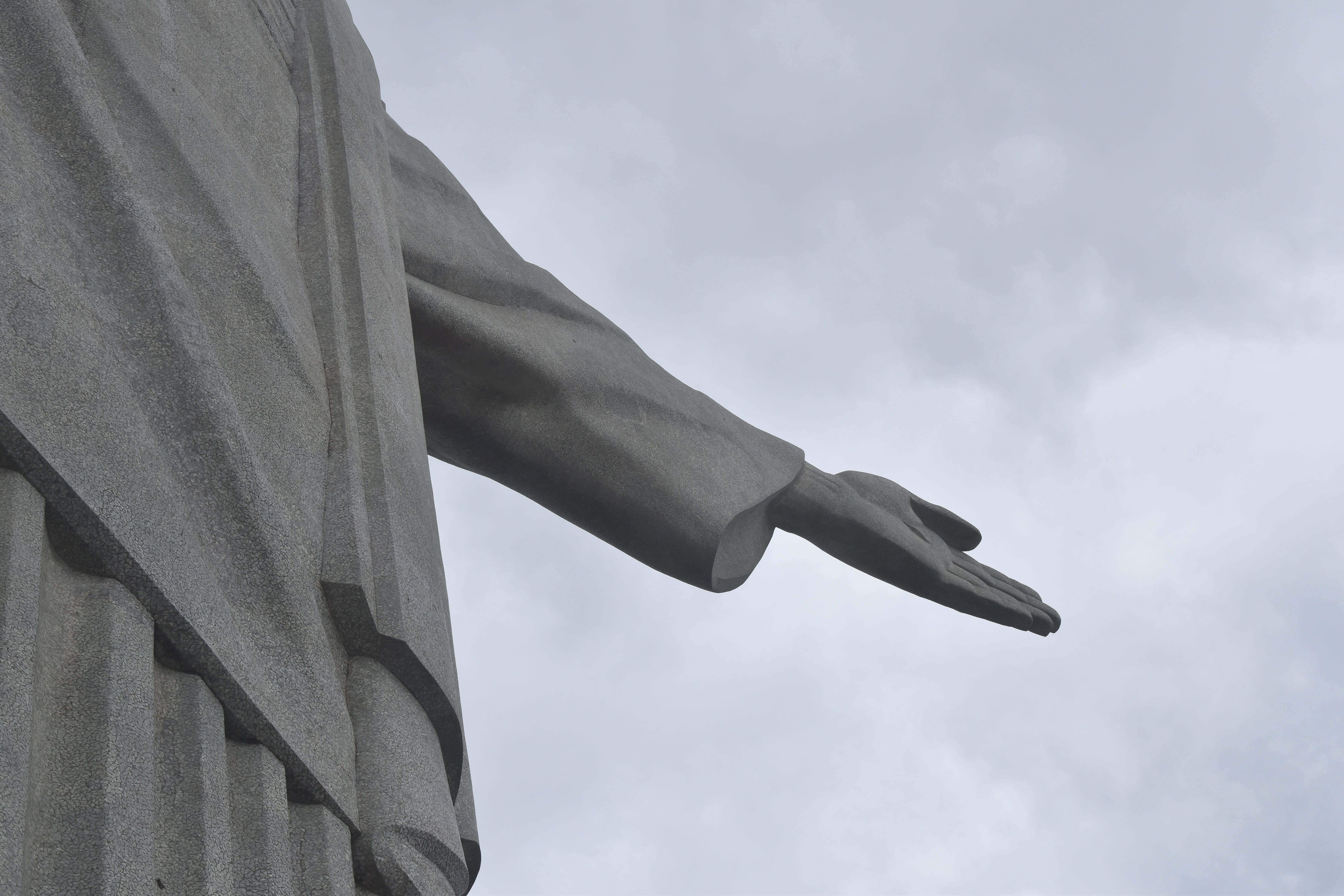 brazil, focus on foreground, hand, rio, human hand, outdoors, textile, 5K, sky, clothing, nature, human limb, low angle view, mount corcovado, christ the redeemer, HD Wallpaper