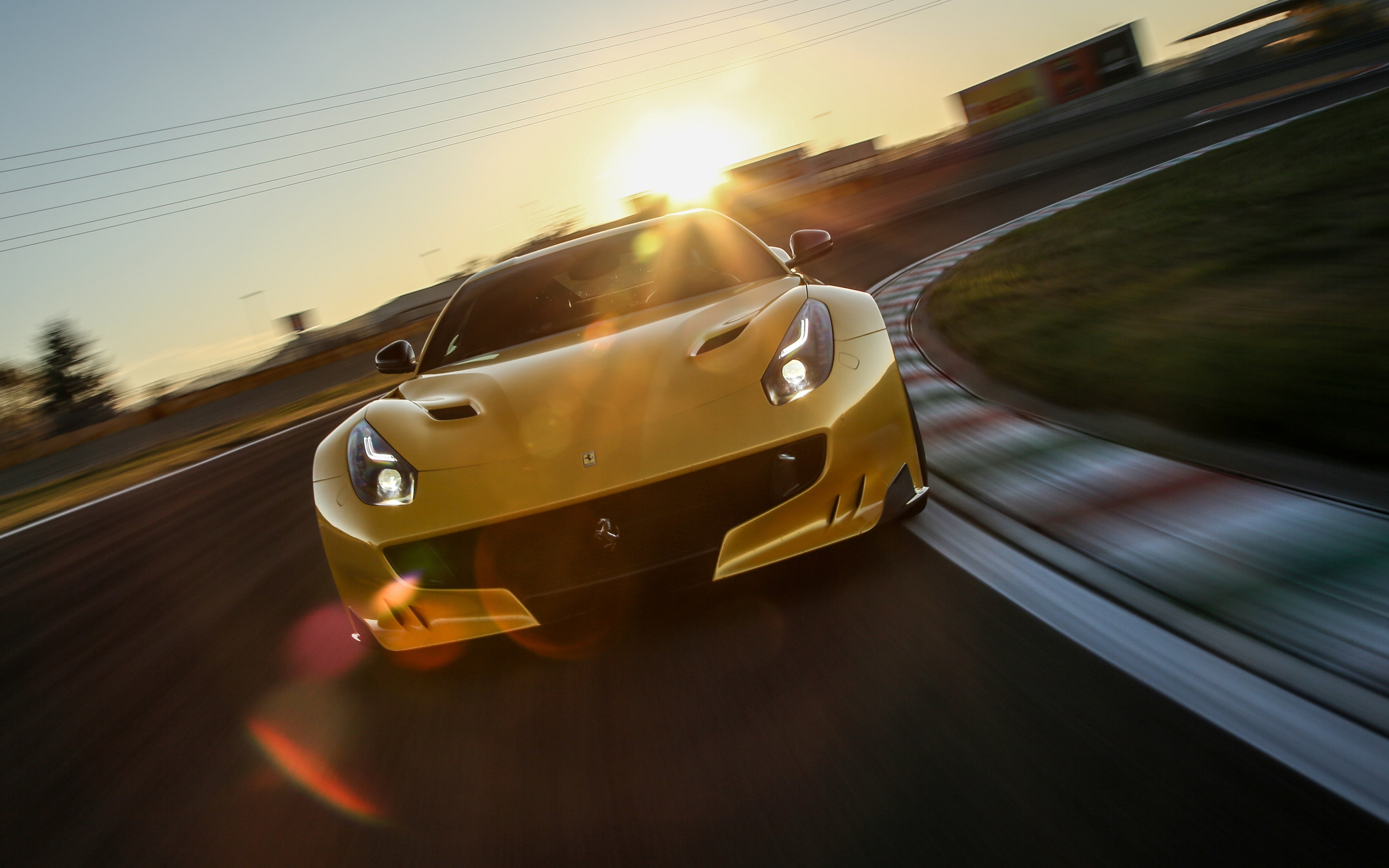 f12 backgrounds, ferrari, download 3840x2400 ferrari, track, turn, 4K, HD Wallpaper