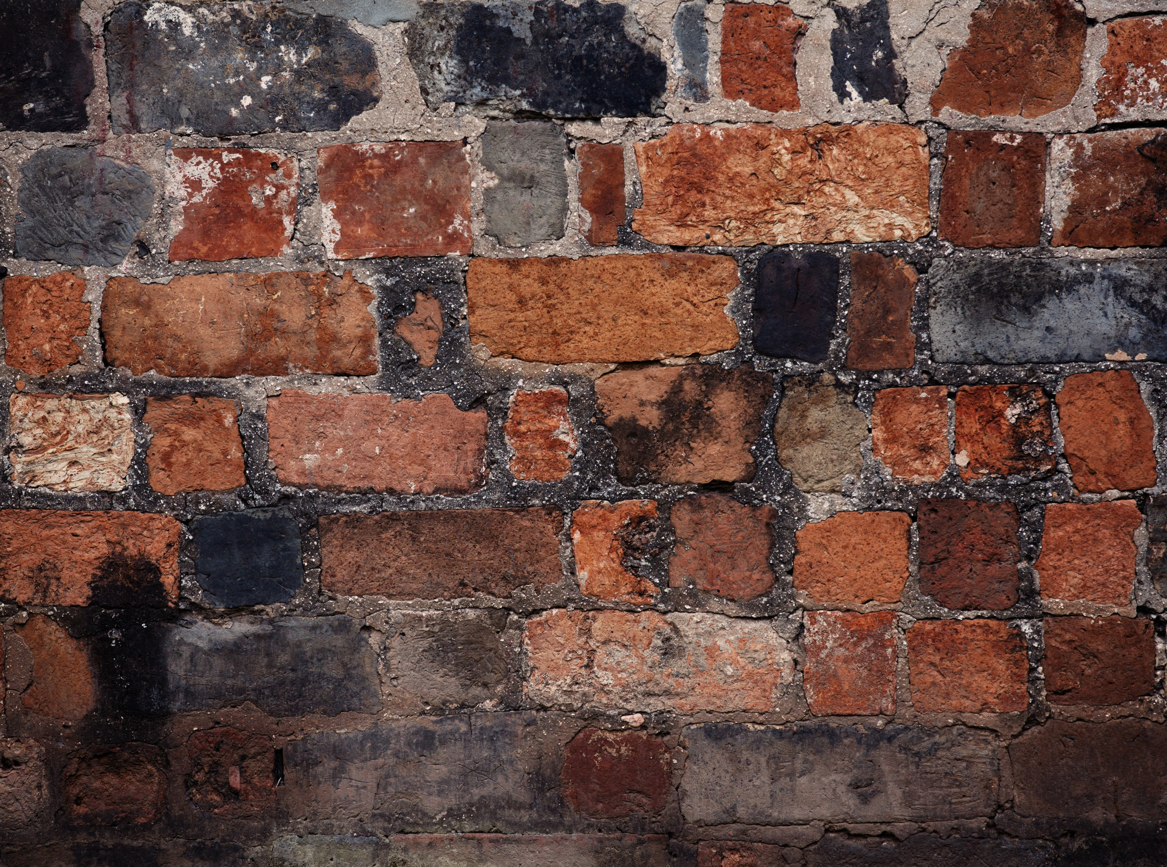Texture, pattern, day, black, no people, Bricks, brick wall, backgrounds, wall - building feature, architecture, close-up, red, textured, Artistic, outdoors, HD Wallpaper