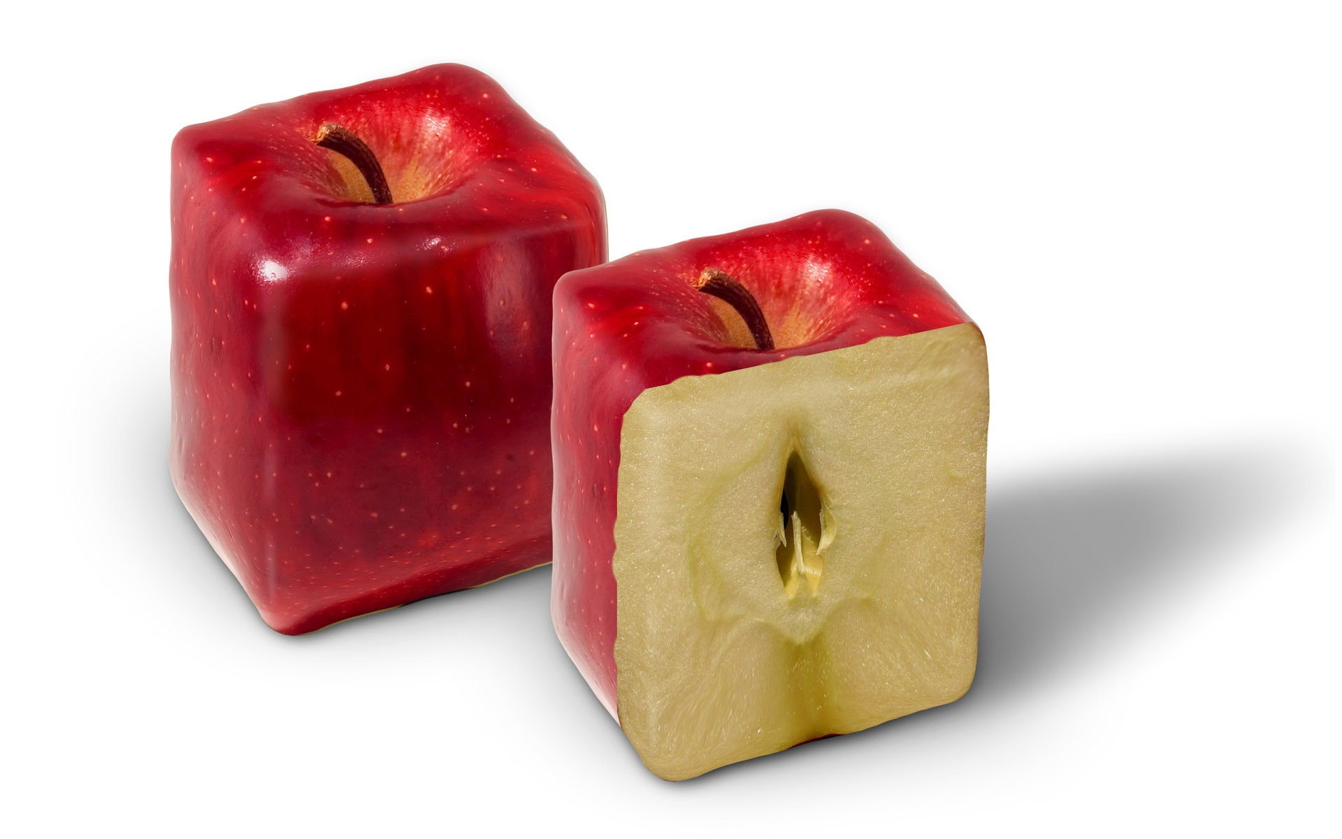 apples, 1080P, square, Fruit, two, Rectangular, Apple, Red, HD Wallpaper