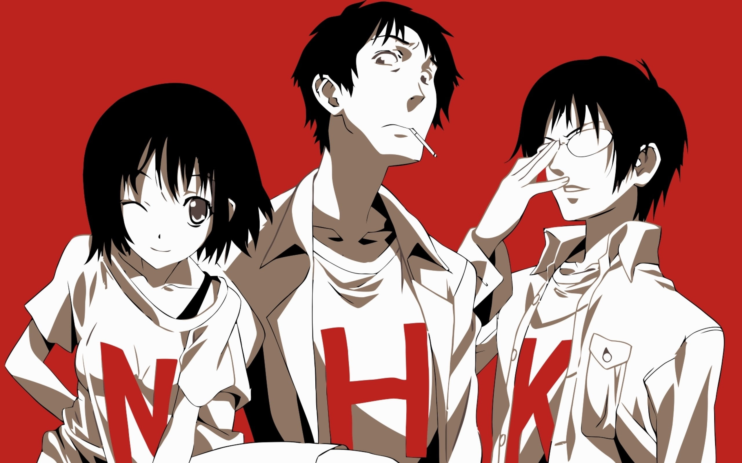 cut out, 2K, red, emotion, human representation, red background, headshot, studio shot, women, young adult, portrait, indoors, shape, people, welcome to the nhk, HD Wallpaper