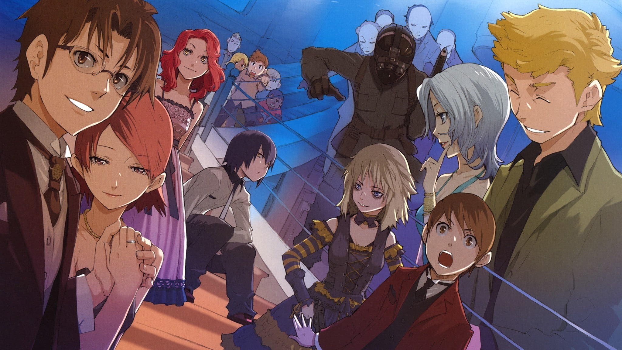 1080P, girls, women, high angle view, crowd, night, waist up, people, indoors, real people, group of people, adult, Baccano!, standing, child, music, offspring, HD Wallpaper
