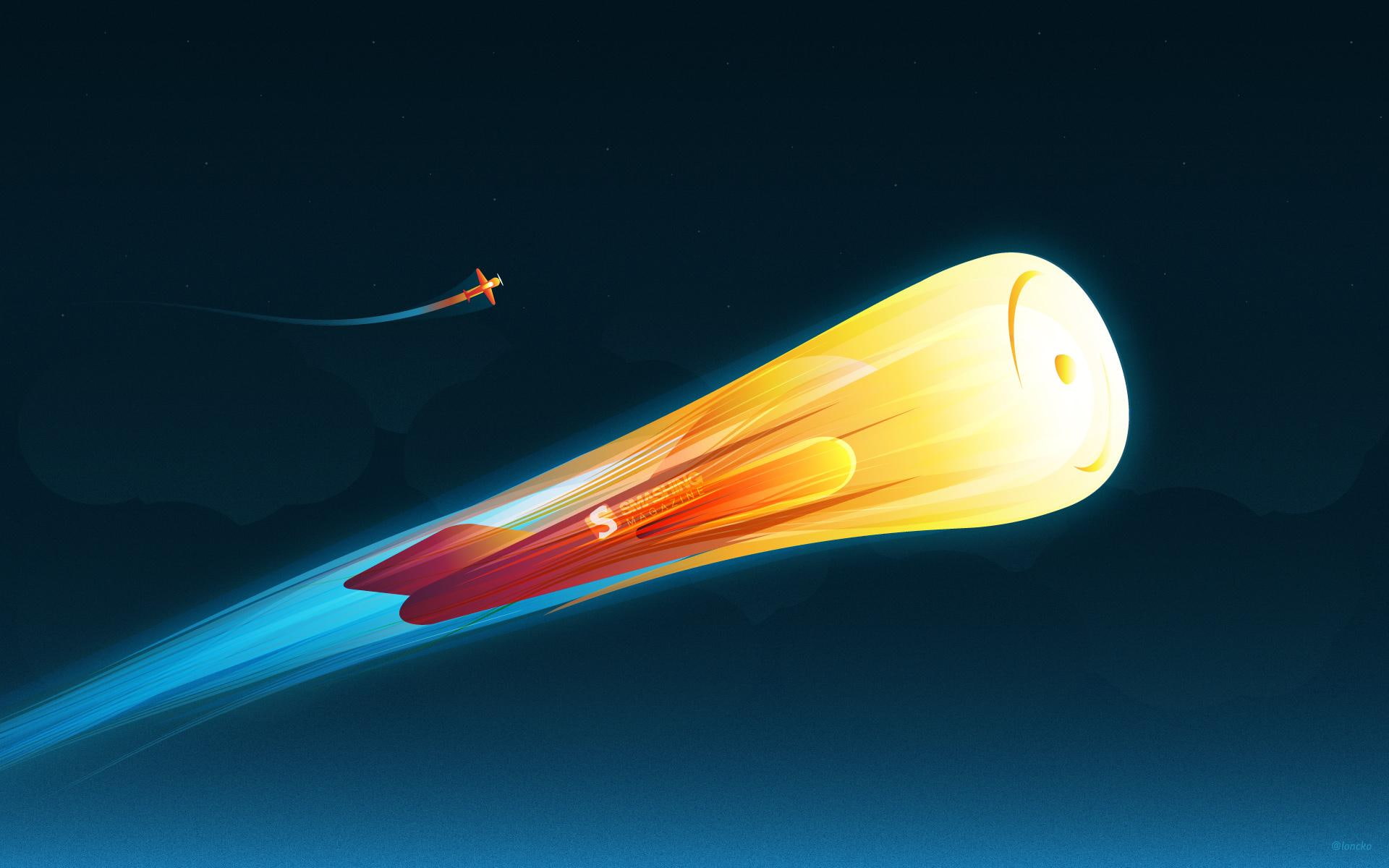 fire, 1080P, rocket, creative and graphics, HD Wallpaper