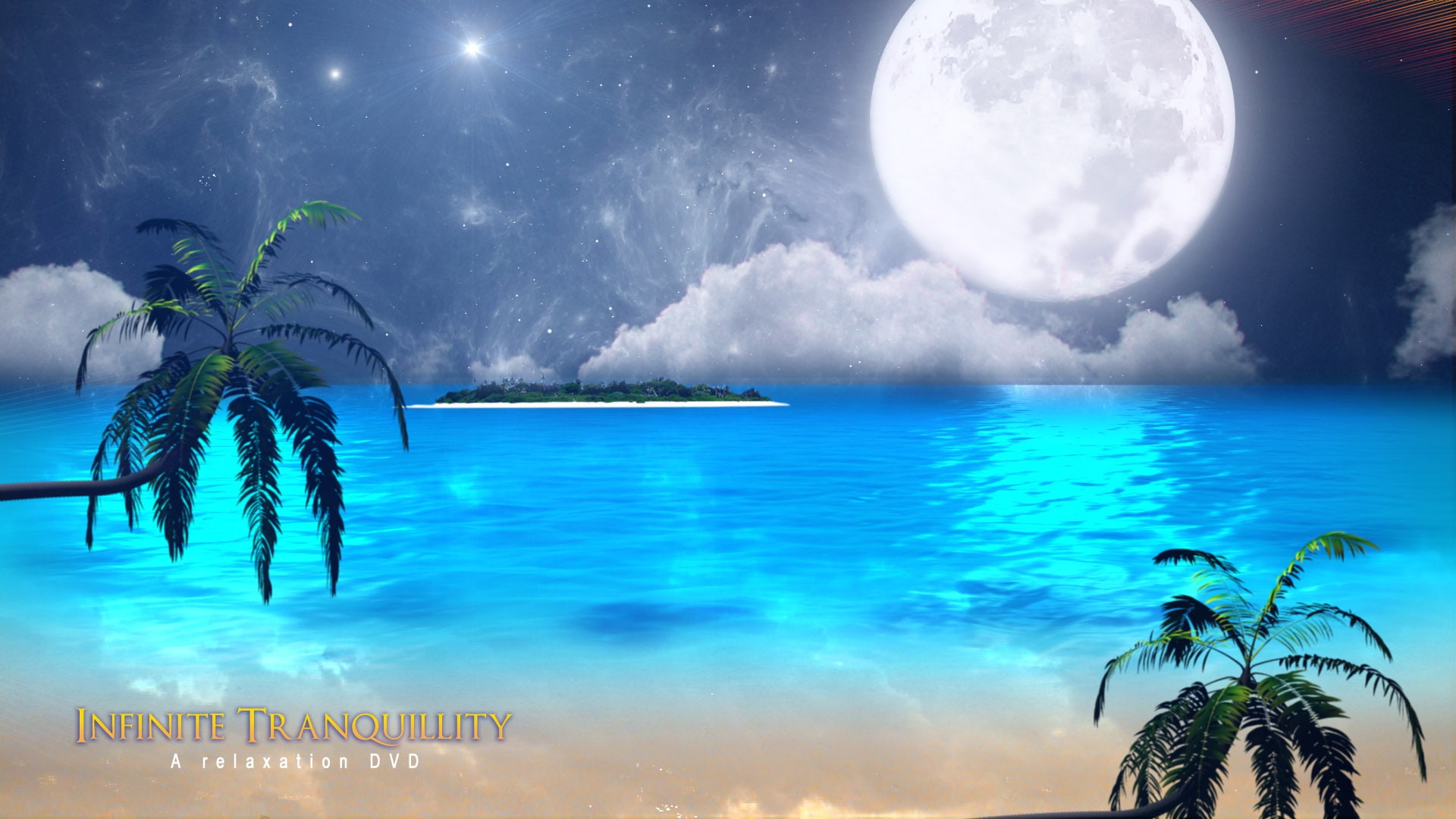 jpg, beach, plams, relaxing, art, full, moon relaxing, 1080P, beaches, nature, hd, moon, HD Wallpaper