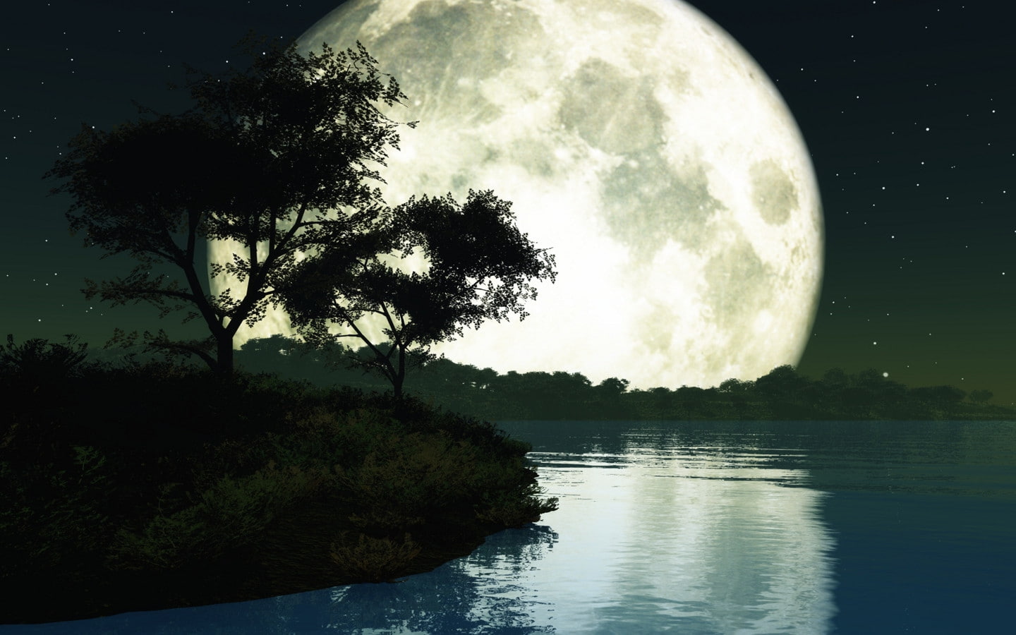lakes, d, big, art, moon, 3D, 720P, lake, hd, nature, HD Wallpaper