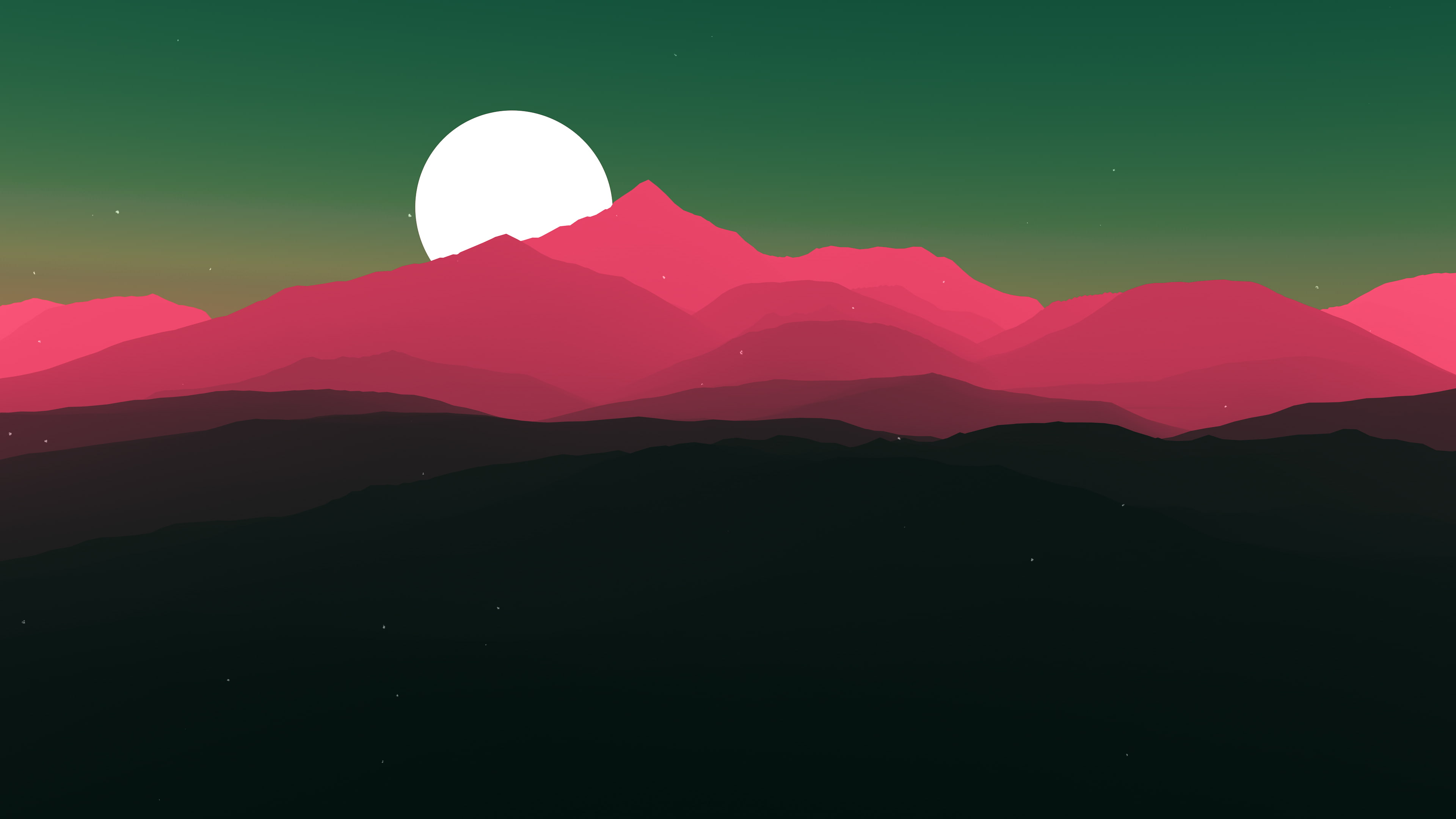 4K, 4K, Sun, Mountains, Minimal, Moon, HD Wallpaper
