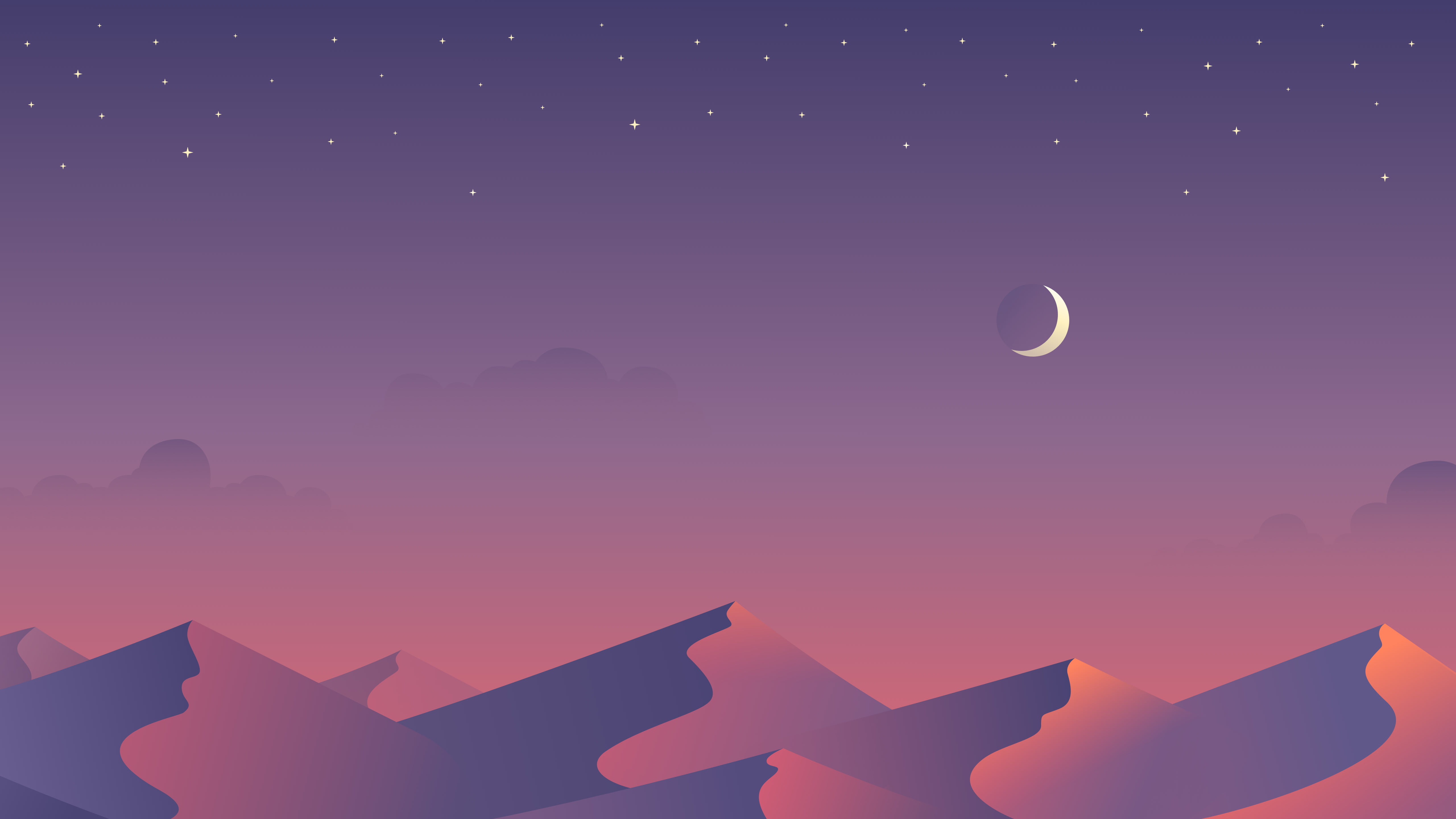 minimalism, nature, no people, cloud - sky, pink color, night, 5K, sun, astronomy, crescent, outdoors, 4k, space, purple, flying, silhouette, artwork, HD Wallpaper