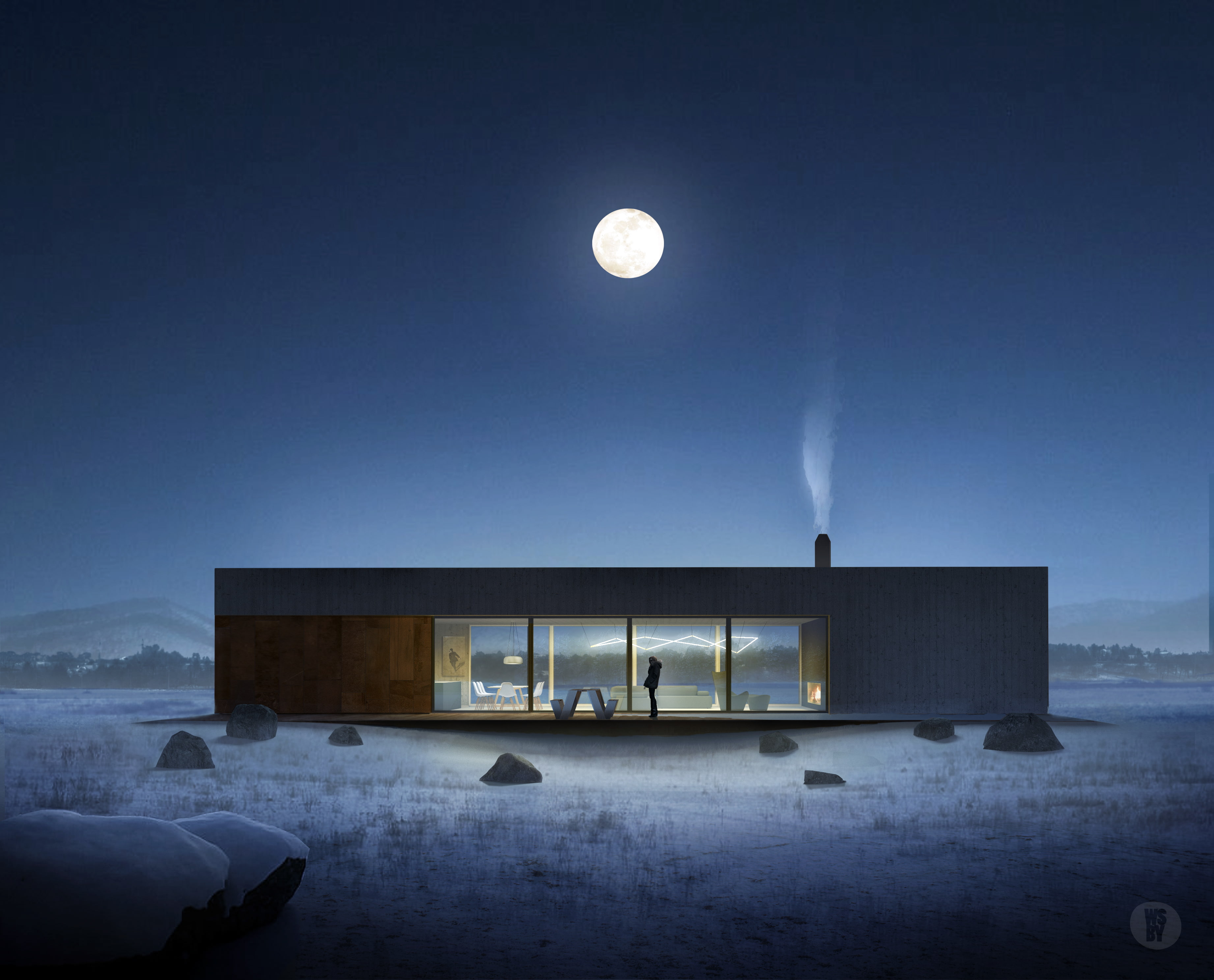 Architecture, 2K, Villa, Full moon, Switzerland, 4K, HD Wallpaper