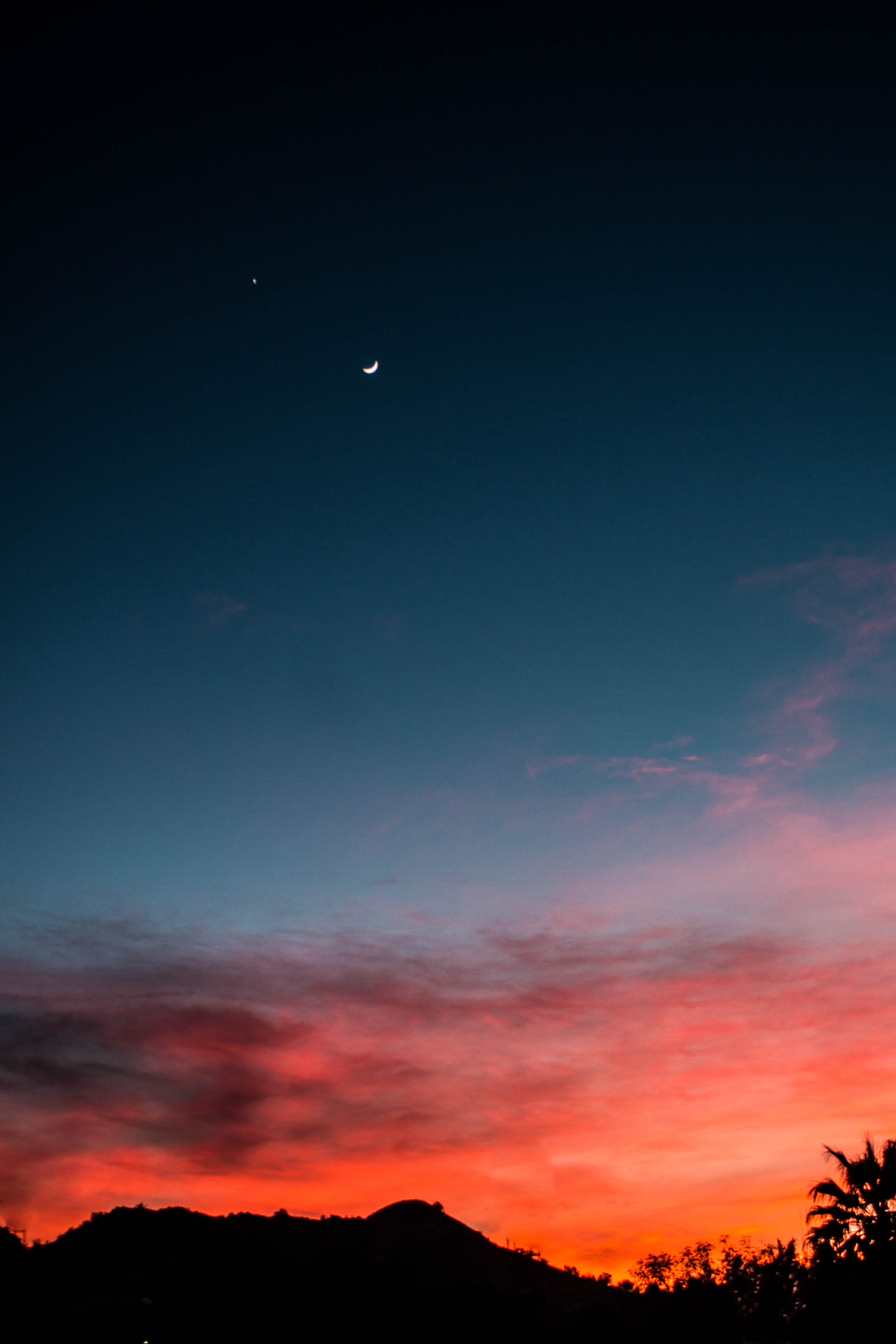 canon, outdoors, sky, idyllic, orange color, beauty in nature, 5K, night, scenics - nature, sunset, tranquil scene, crescent, no people, tranquility, pink sky, Phone HD Wallpaper