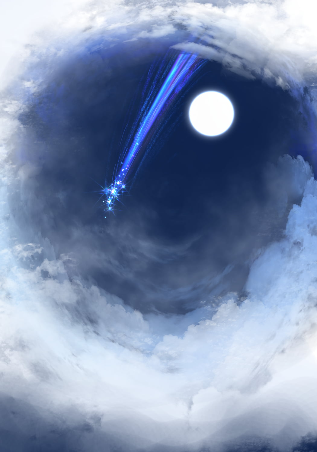 beauty in nature, motion, cloud - sky, 720P, transportation, artwork, space, power in nature, mid-air, blue, outdoors, low angle view, single object, meteors, Phone HD Wallpaper