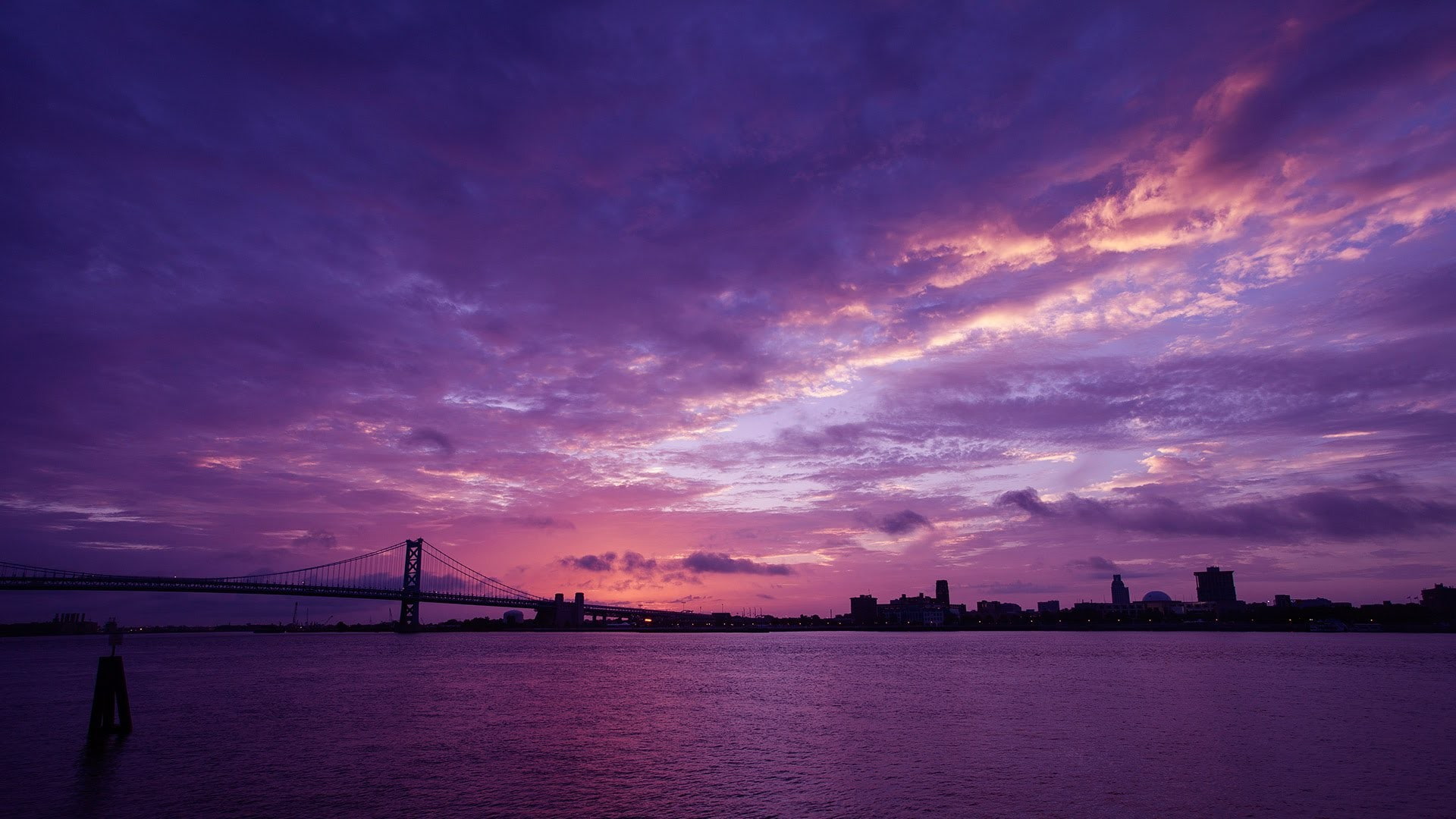 purple, bridge, sky, Photoshop, 1080P, HD Wallpaper