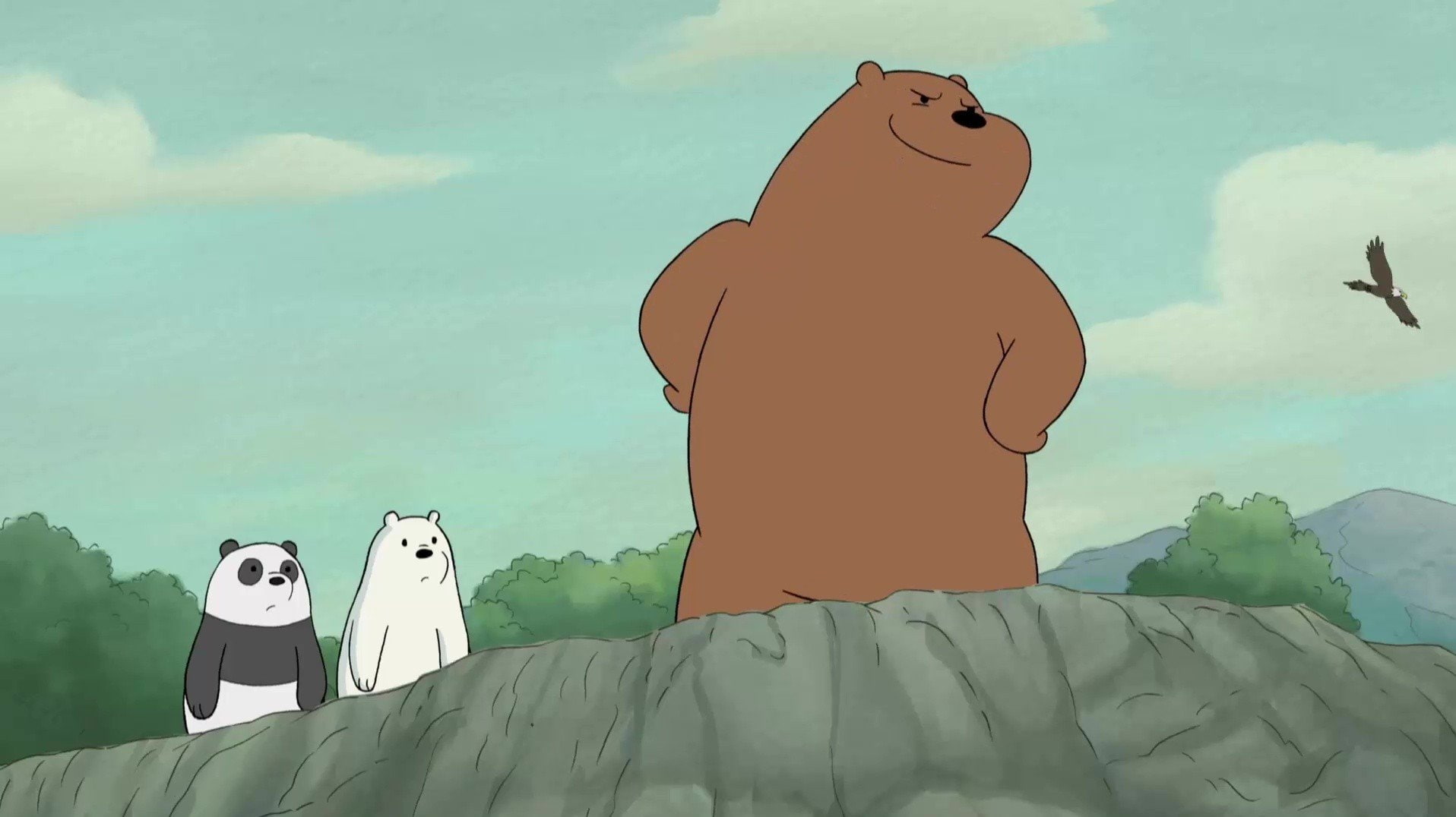 men, 720P, people, sunlight, WeBareBears, low angle view, sky, leisure activity, rear view, cloud - sky, real people, adult, standing, togetherness, day, HD Wallpaper