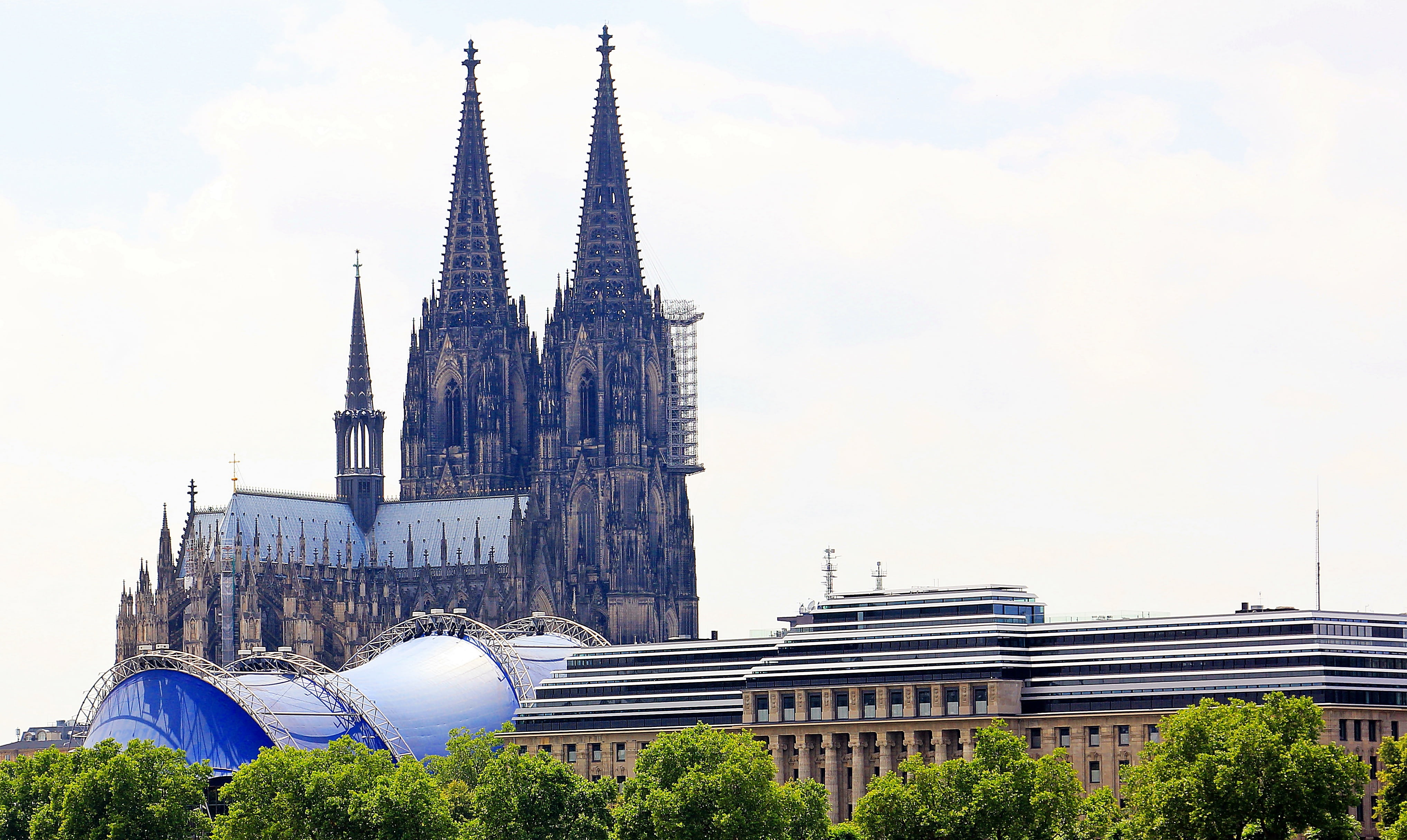 building, history, church steeples, landmark, tower, places of interest, musical, nature, the past, metal, daytime, rheinland, musical theater, blue, building exterior, HD Wallpaper
