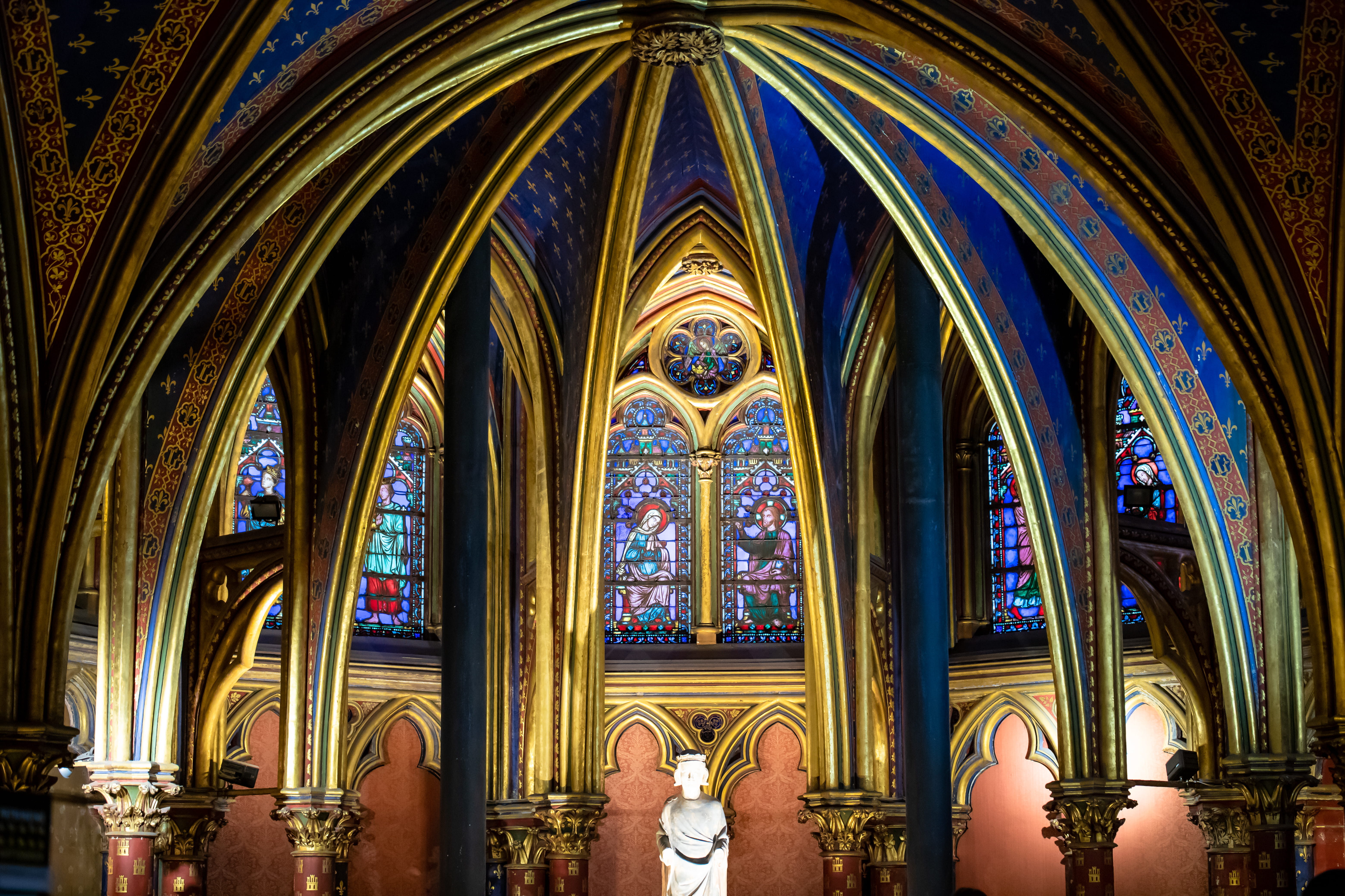 stained glass, royal, spirituality, built structure, real people, saint chapelle, religion, architecture, place of worship, belief, france, arch, crypt, HD Wallpaper