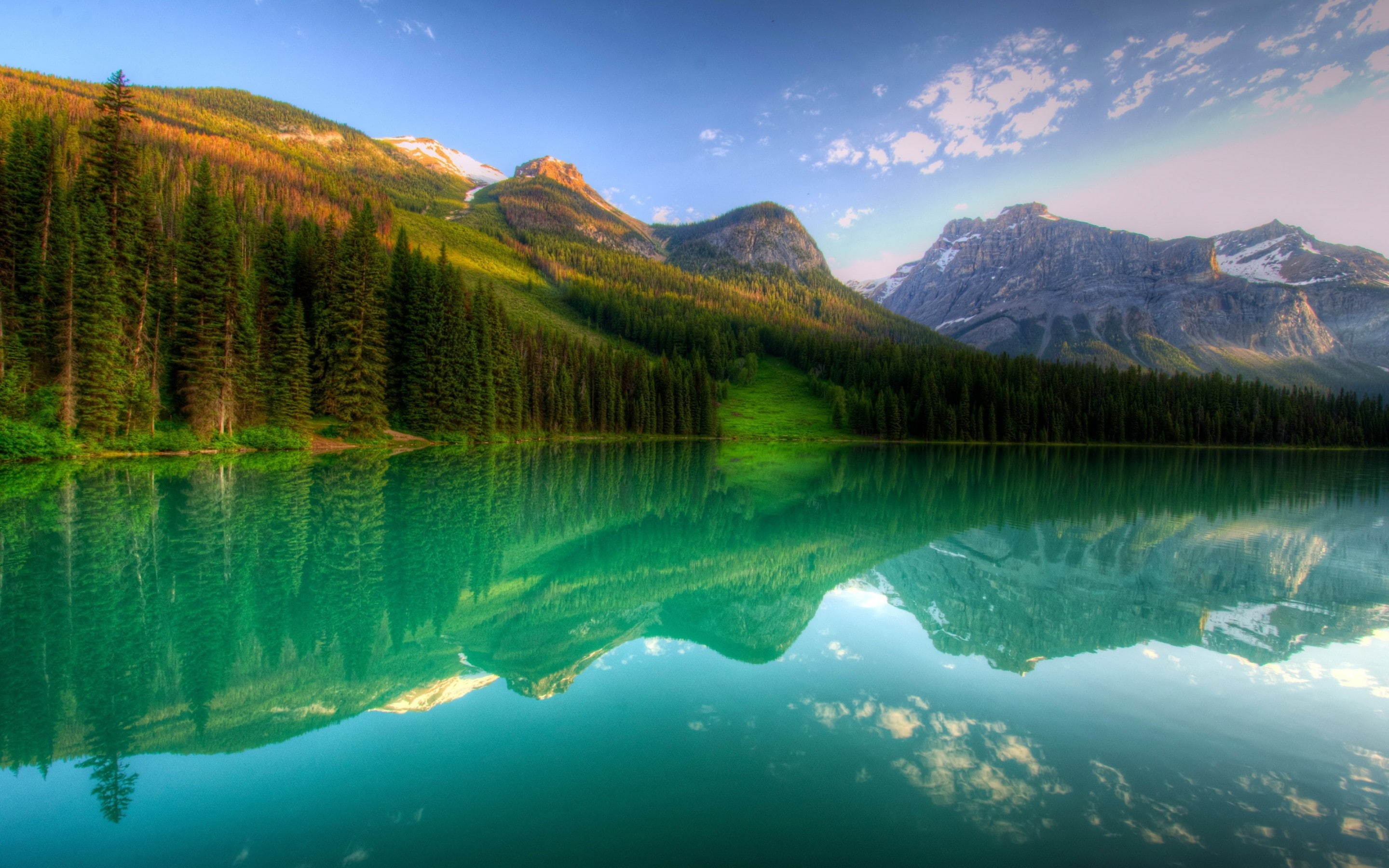 yoho, canada, forest, 2K, lake, landscape, mountains, HD Wallpaper