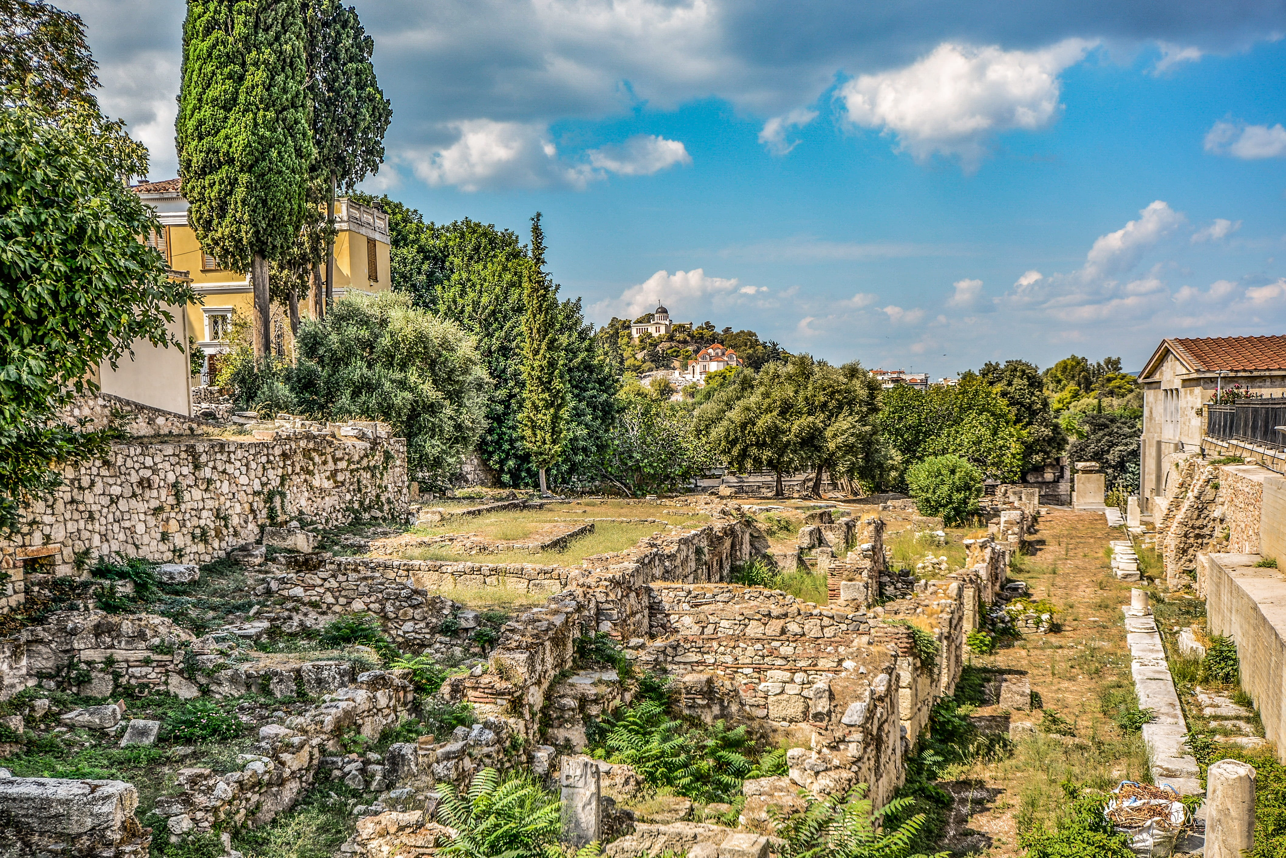 plant, greek, architecture, Athens, exterior, ruined, building, europe, built Structure, ancient, Hillside, outdoors, sky, nature, day, athens, tourism, HD Wallpaper