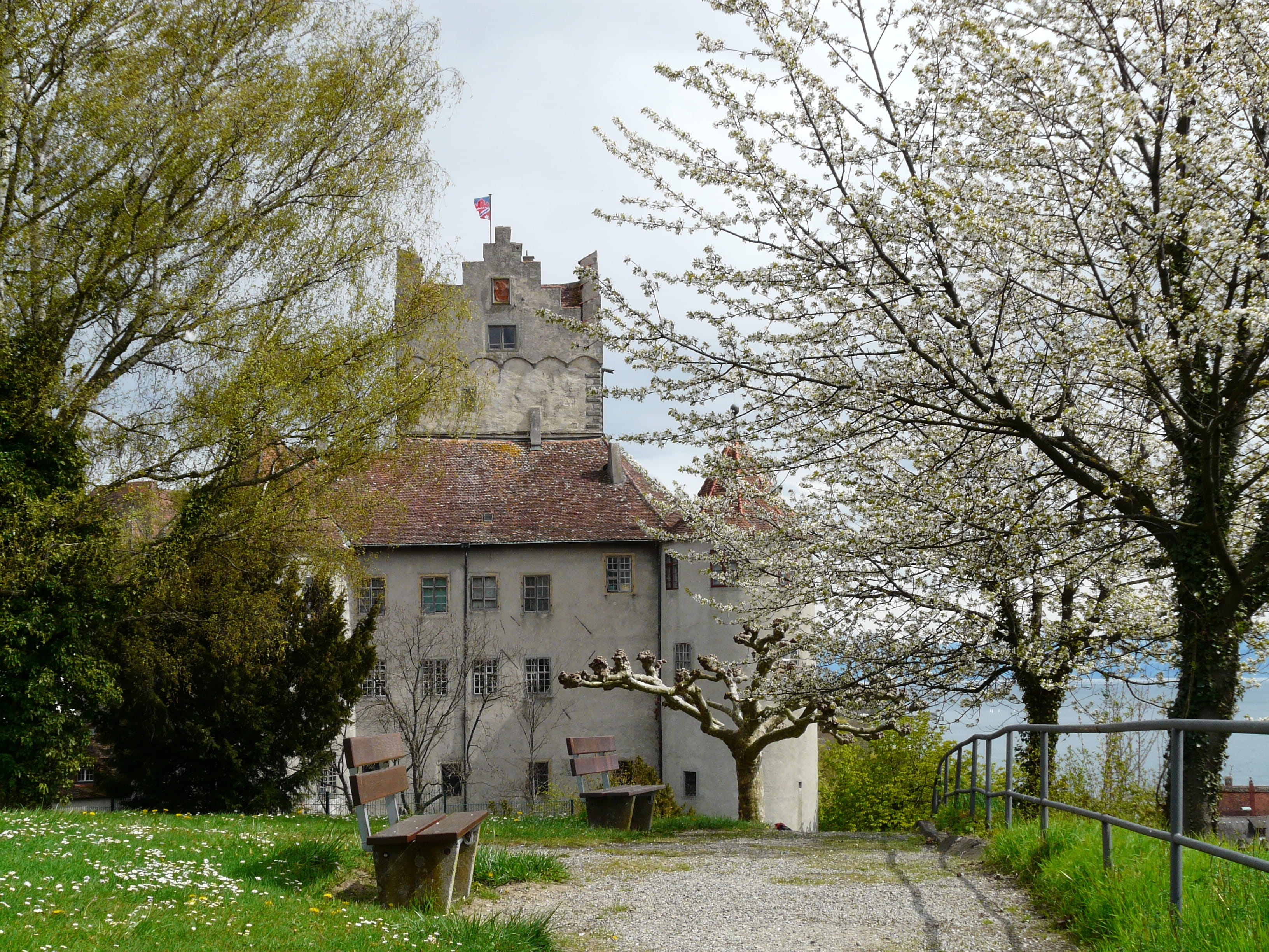 sky, castle, growth, building, plant, hillside castle, grass, nature, tree, meersburg, history, tower, religion, place of worship, water, no people, branch, HD Wallpaper