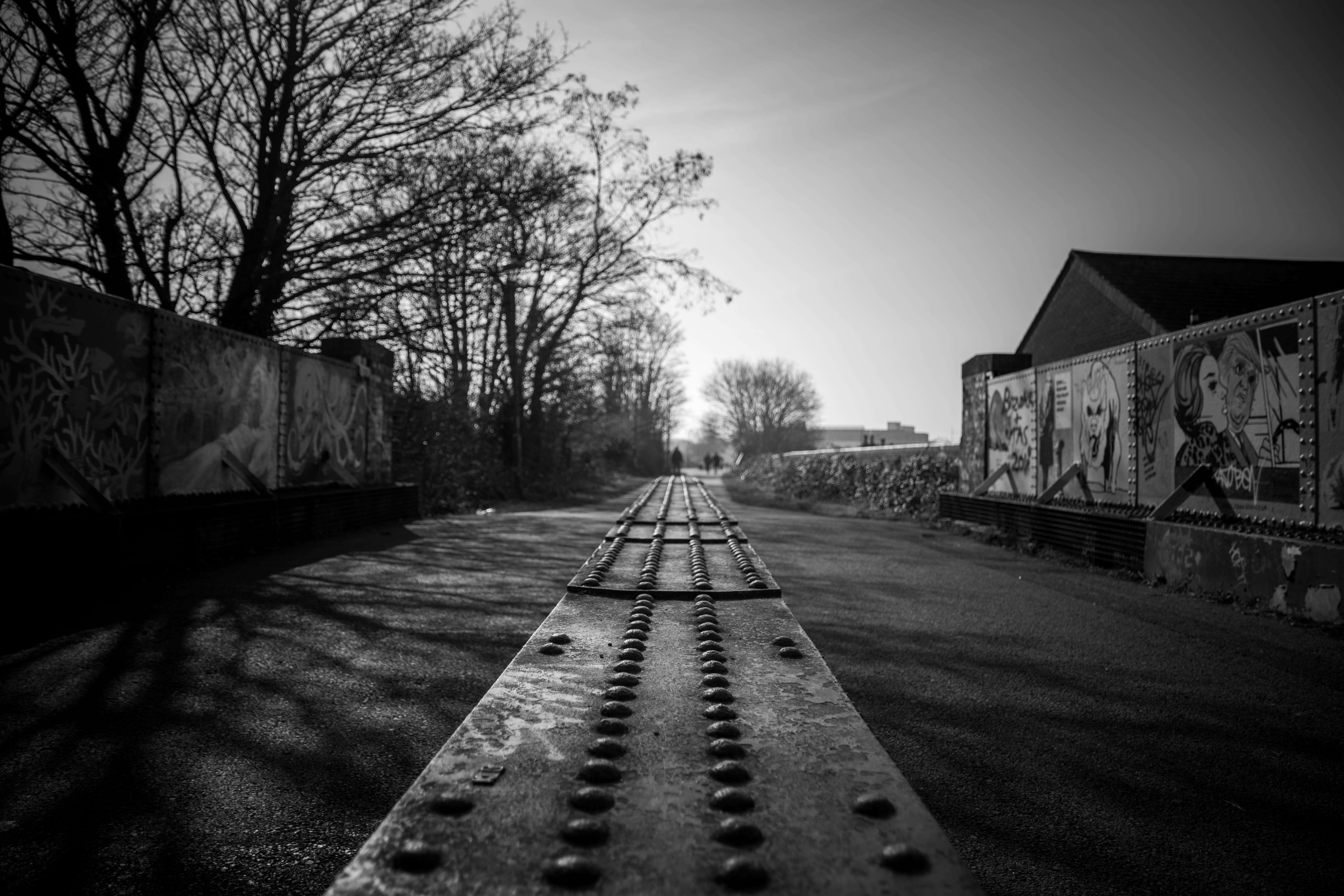 gravel, metropolis, building, bare tree, building exterior, trees, transportation, plant, cloud - sky, long, rail transportation, photography, tree, elevator, HD Wallpaper