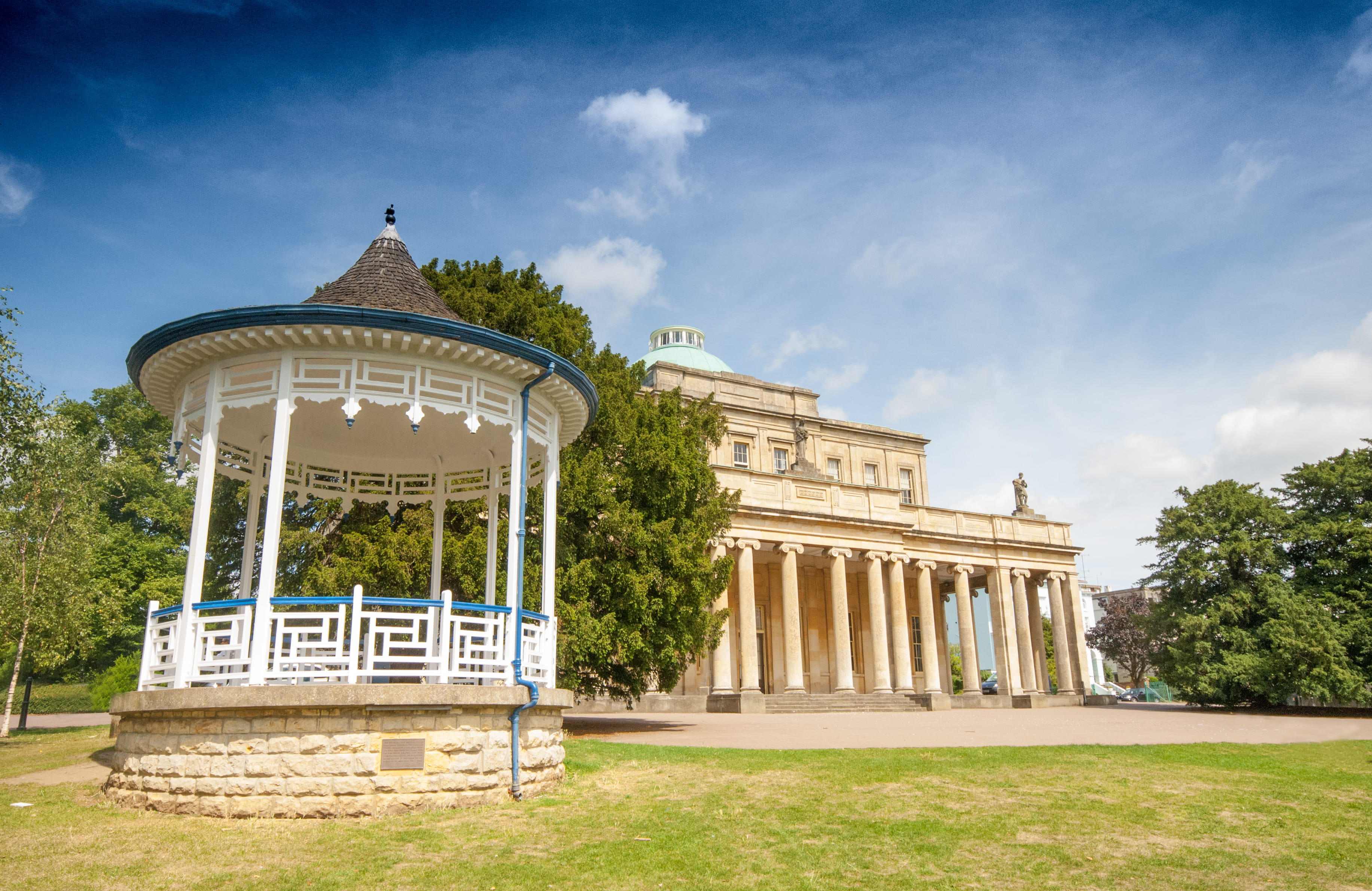 pittville pump room, history, 2K, city, the past, building exterior, tree, pitville, day, ancient civilization, pump room, religion, plant, outdoors, cloud - sky, HD Wallpaper
