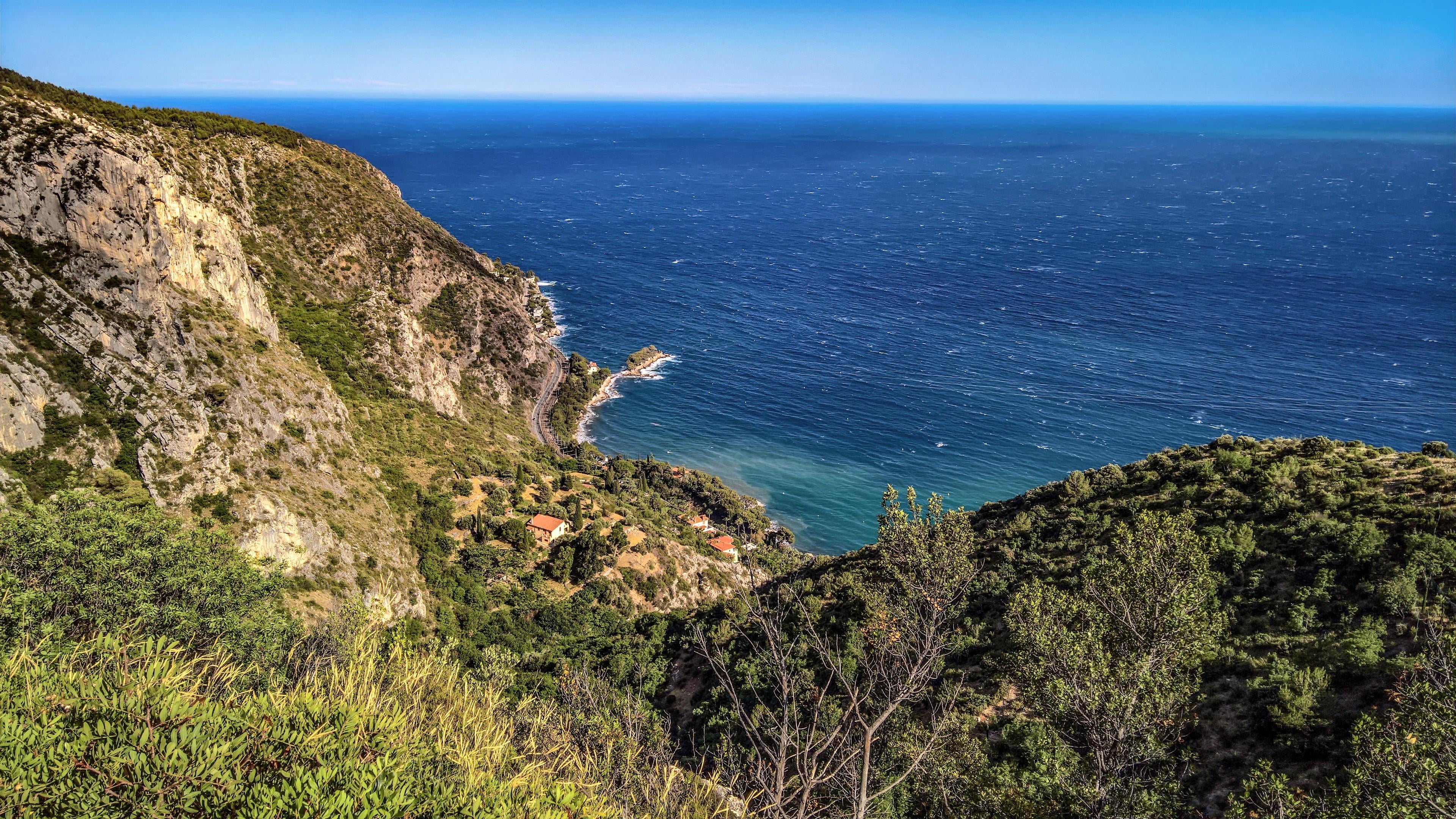 bay, plant, no people, tranquility, rock, beauty in nature, tree, view, land, france, sky, panorama, cape, sea, promontory, tranquil scene, horizon over water, HD Wallpaper