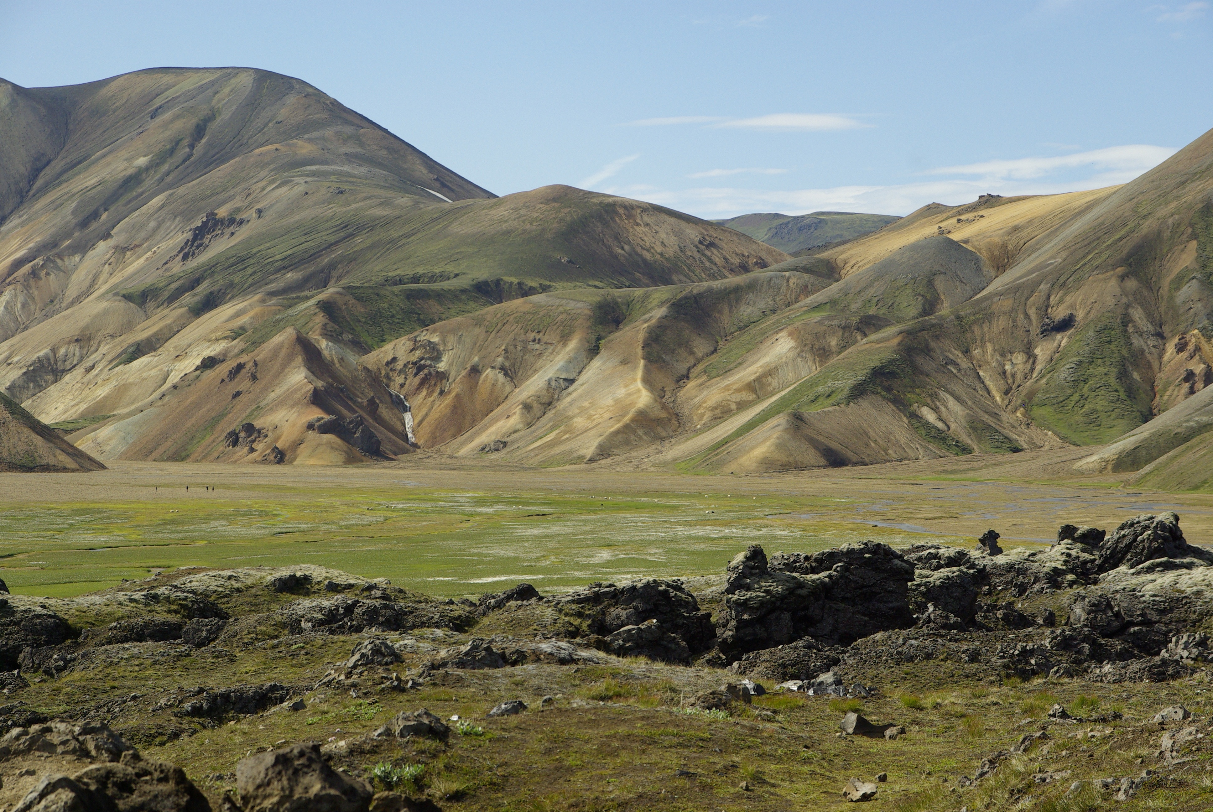 grass, landscape, mountain range, rolling landscape, trekking, environment, landmannalaugar, remote, tranquil scene, field, land, tranquility, distant, HD Wallpaper