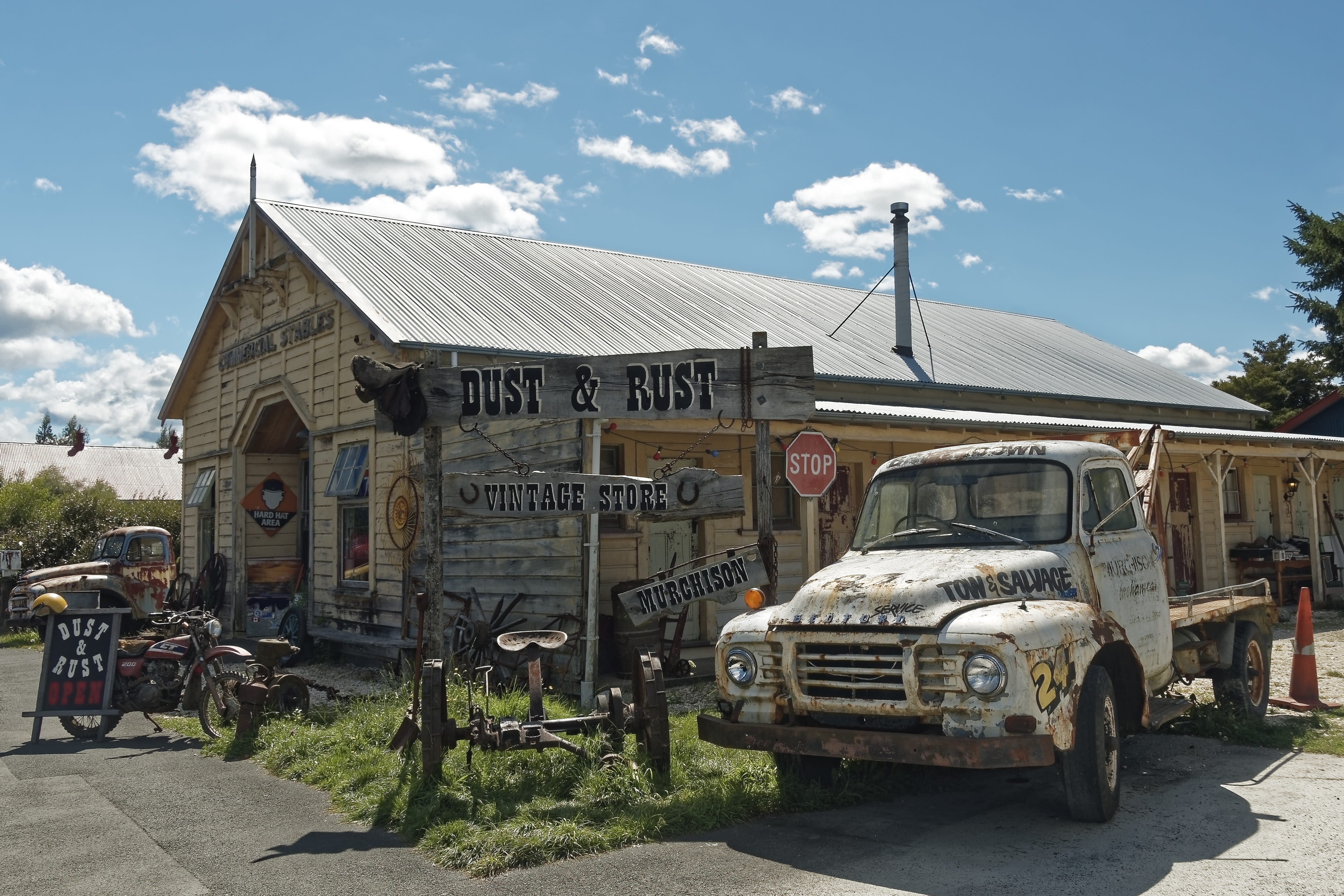 land vehicle, day, transportation, truck, business, road, industry, cloud - sky, stationary, murchison, nature, street, sunlight, travel, building, architecture, HD Wallpaper