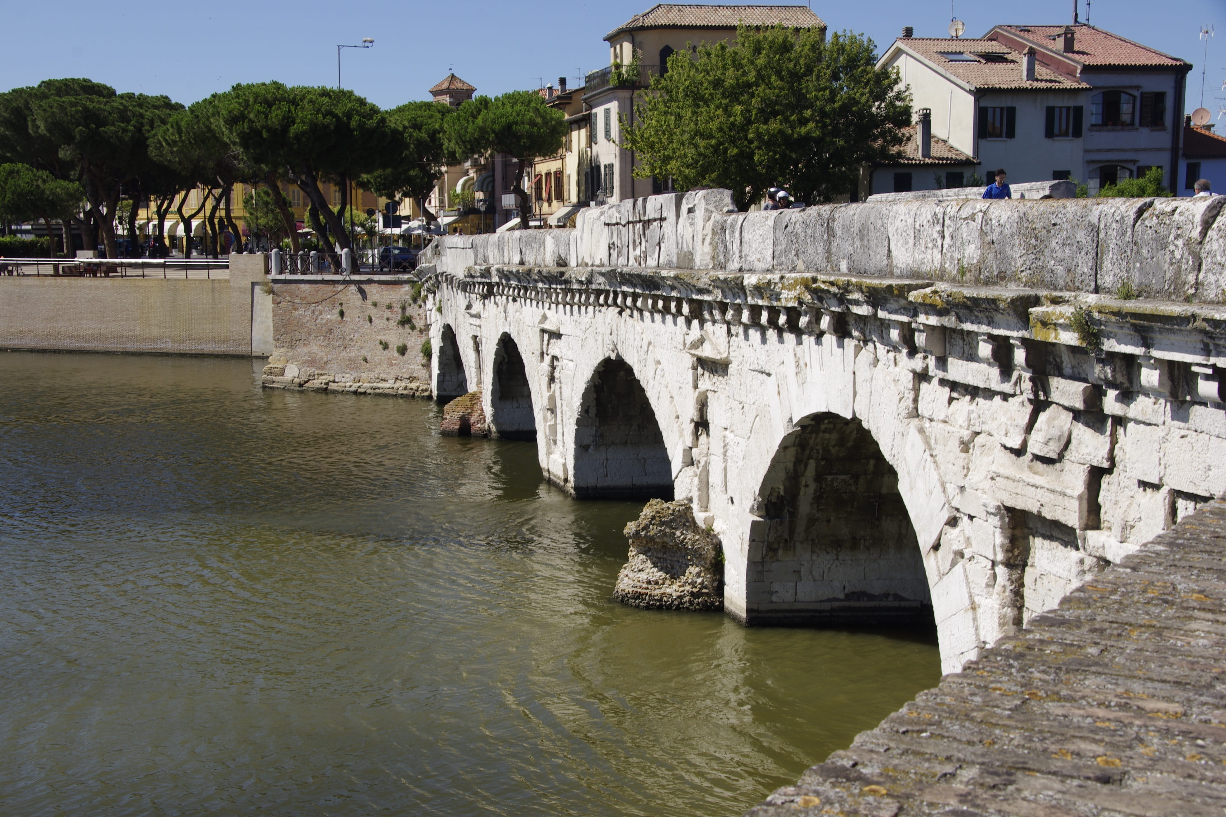 Bridge, rimini, no people, Tiberius, nature, day, sunlight, transportation, tree, bridge - man made structure, di, waterfront, italy, arch, river, architecture, HD Wallpaper