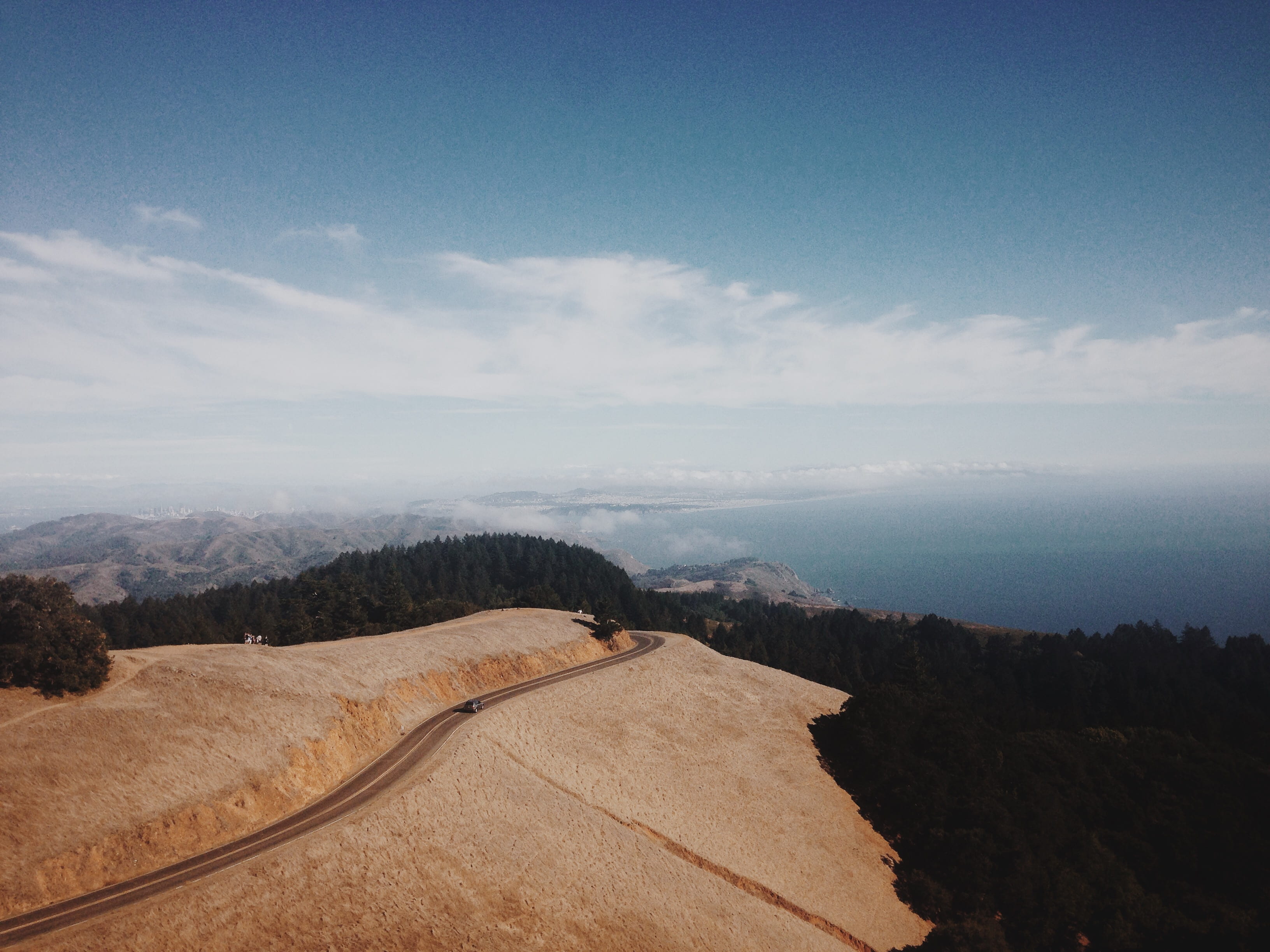 tranquility, landscape, scenics - nature, usa, tranquil scene, hillside, car, near, beauty in nature, plant, sky, forest, sand, mountain top, photo, day, HD Wallpaper