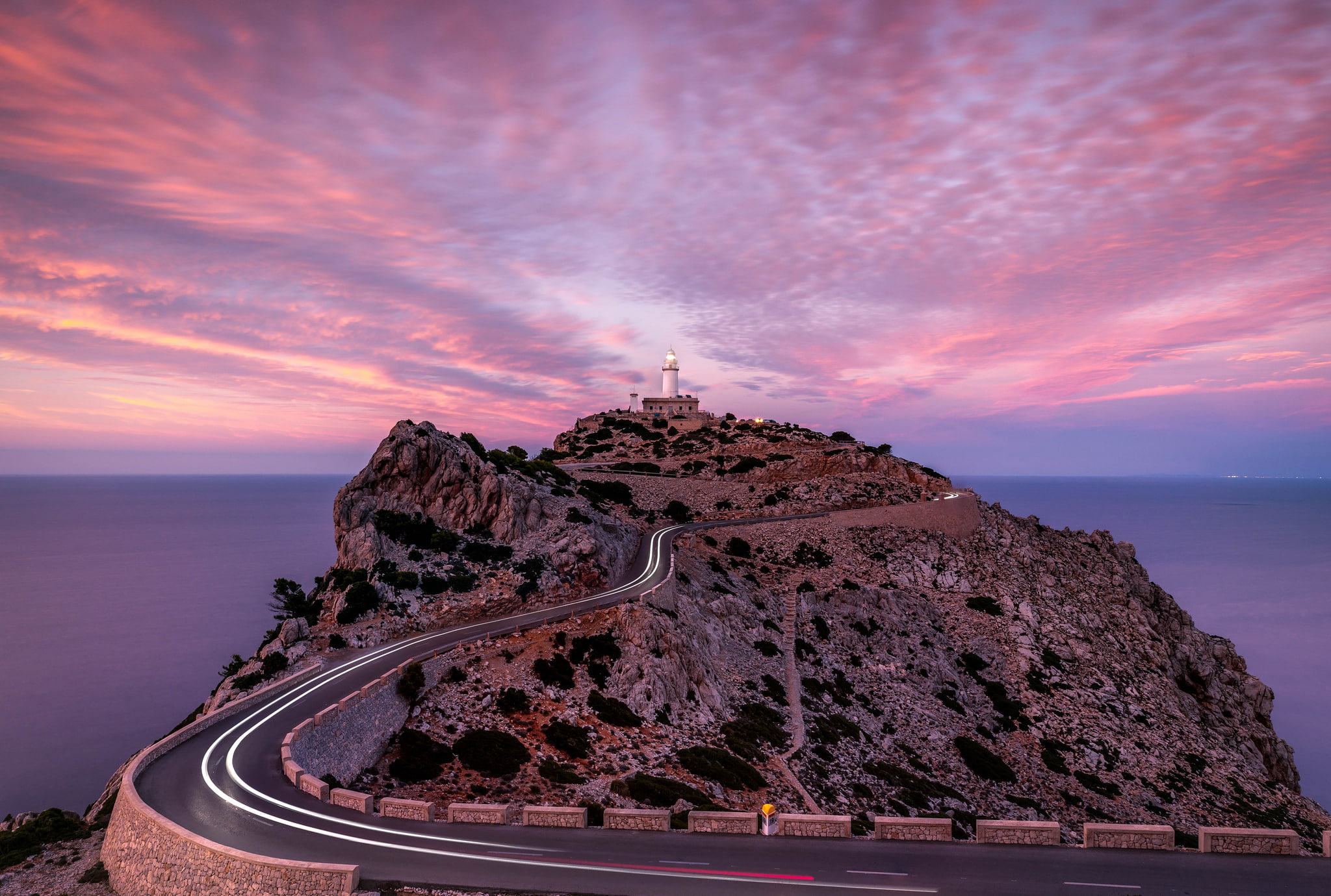 road, hillside, lighthouse, 1080P, HD Wallpaper