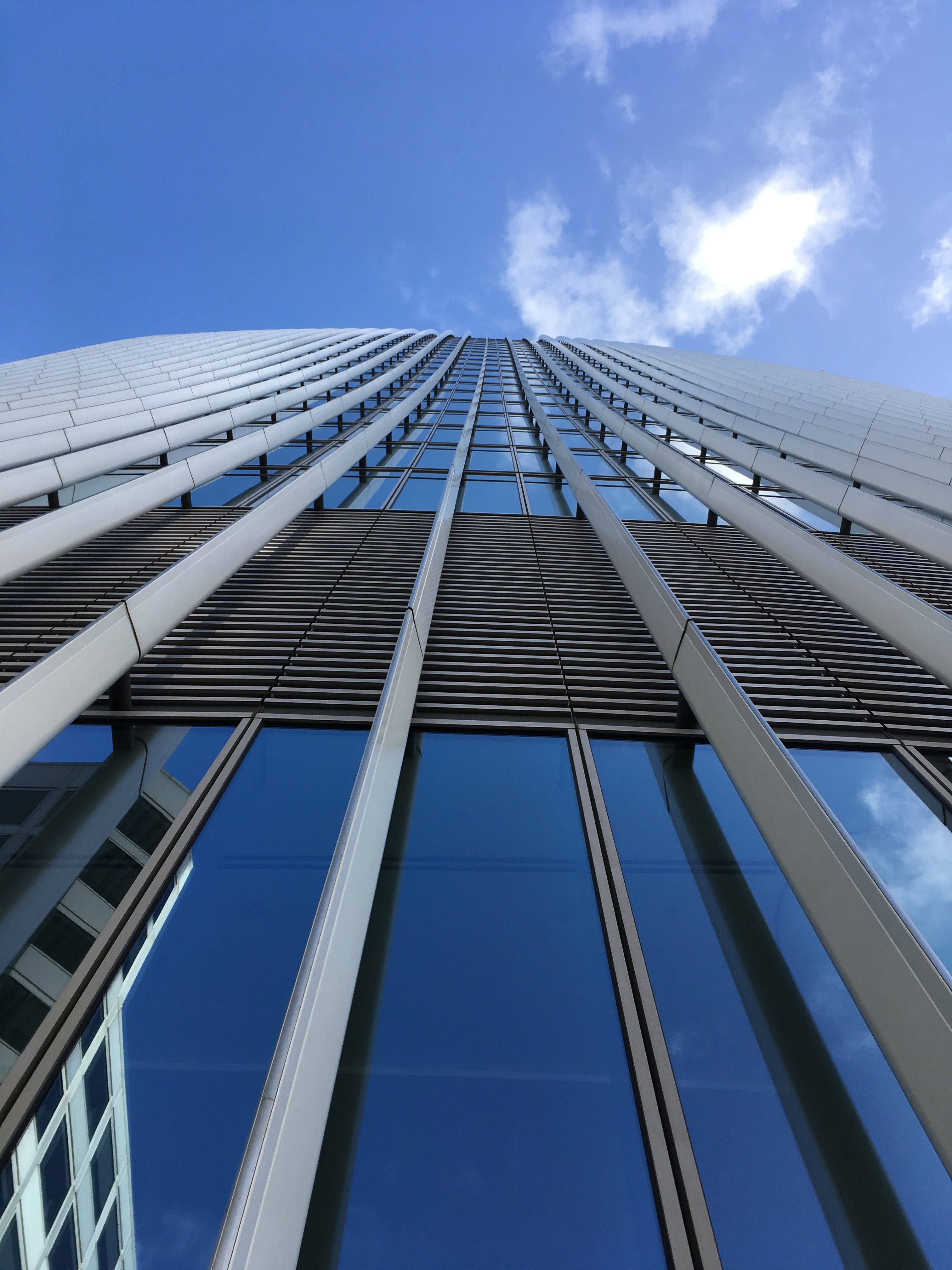 landmark, reflection, tall - high, sky garden, low angle view, building, modern, directly below, day, glass - material, skyscraper, office building exterior, Phone HD Wallpaper