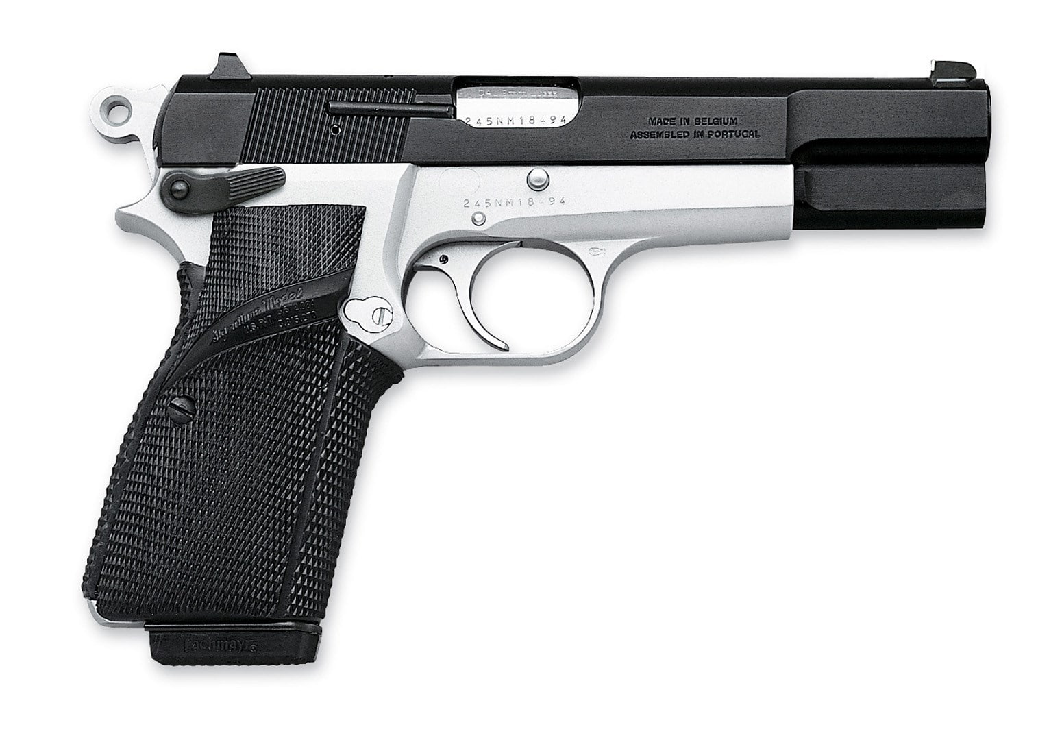 black color, copy space, single object, browning hi power pistol, close-up, personal accessory, 720P, side view, studio shot, handgun, weapon, no people, HD Wallpaper
