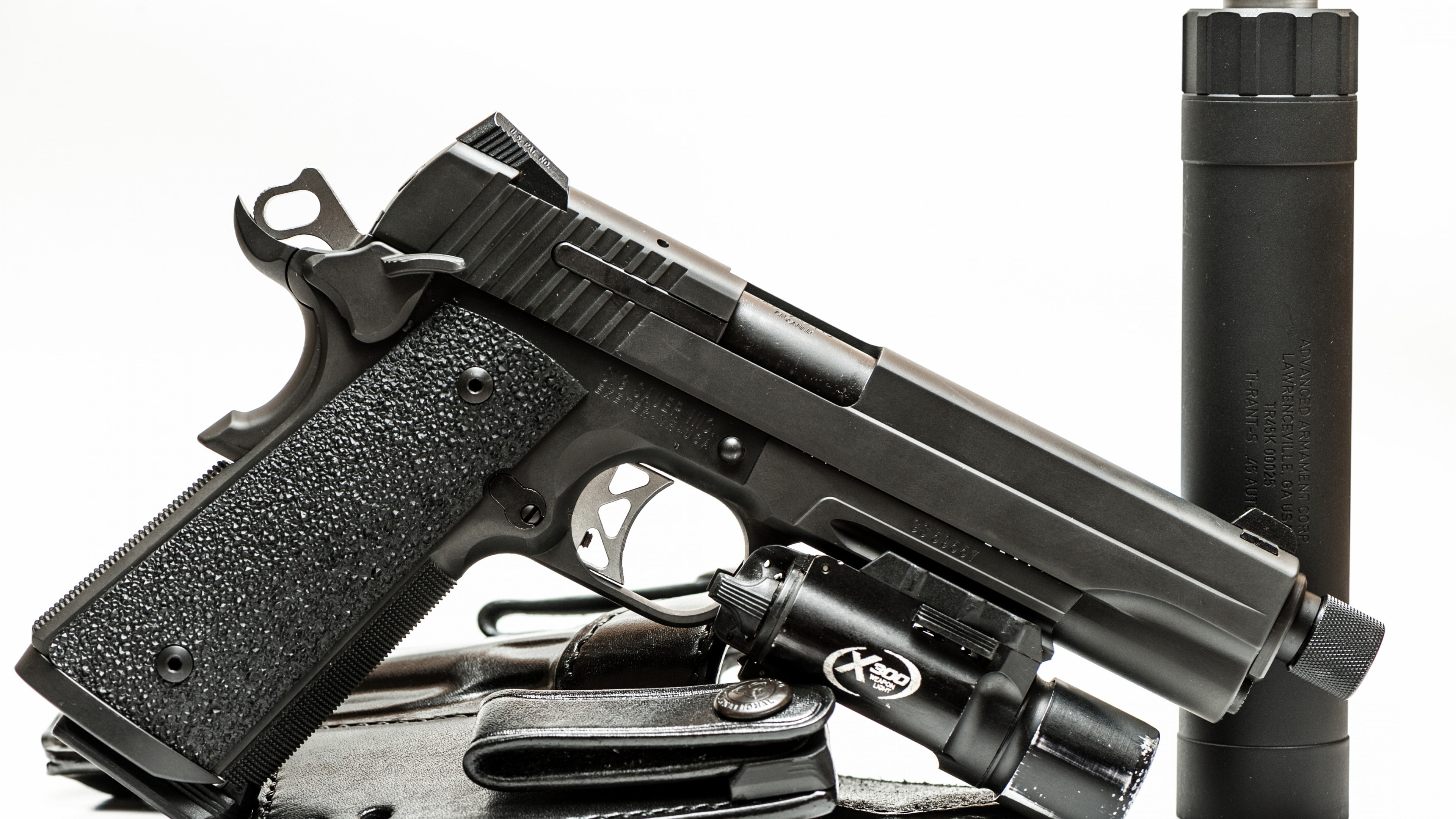 black, silencer, Germany, 4K, SIG Sauer P226, HD Wallpaper